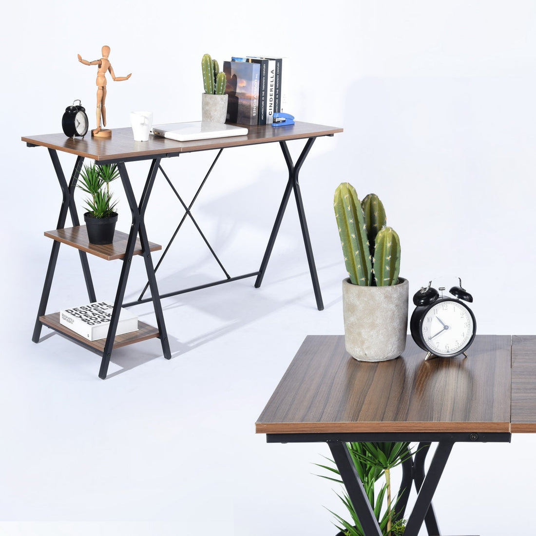 HomyCasa 47.2 In. Home Office Writing Desk with Storage Shelves - HomyCasa