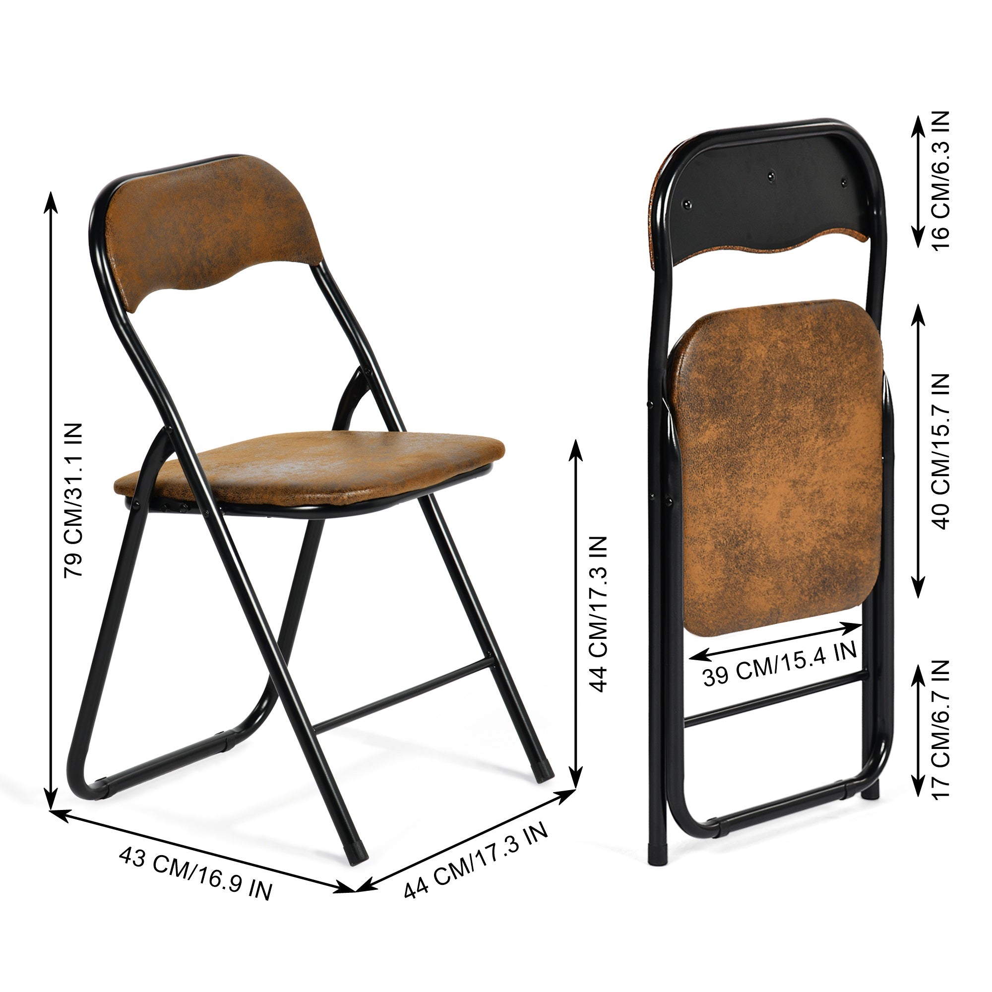 Homy Casa MALIBU SUEDE BROWN Folding Chair Versatile Seating Solution