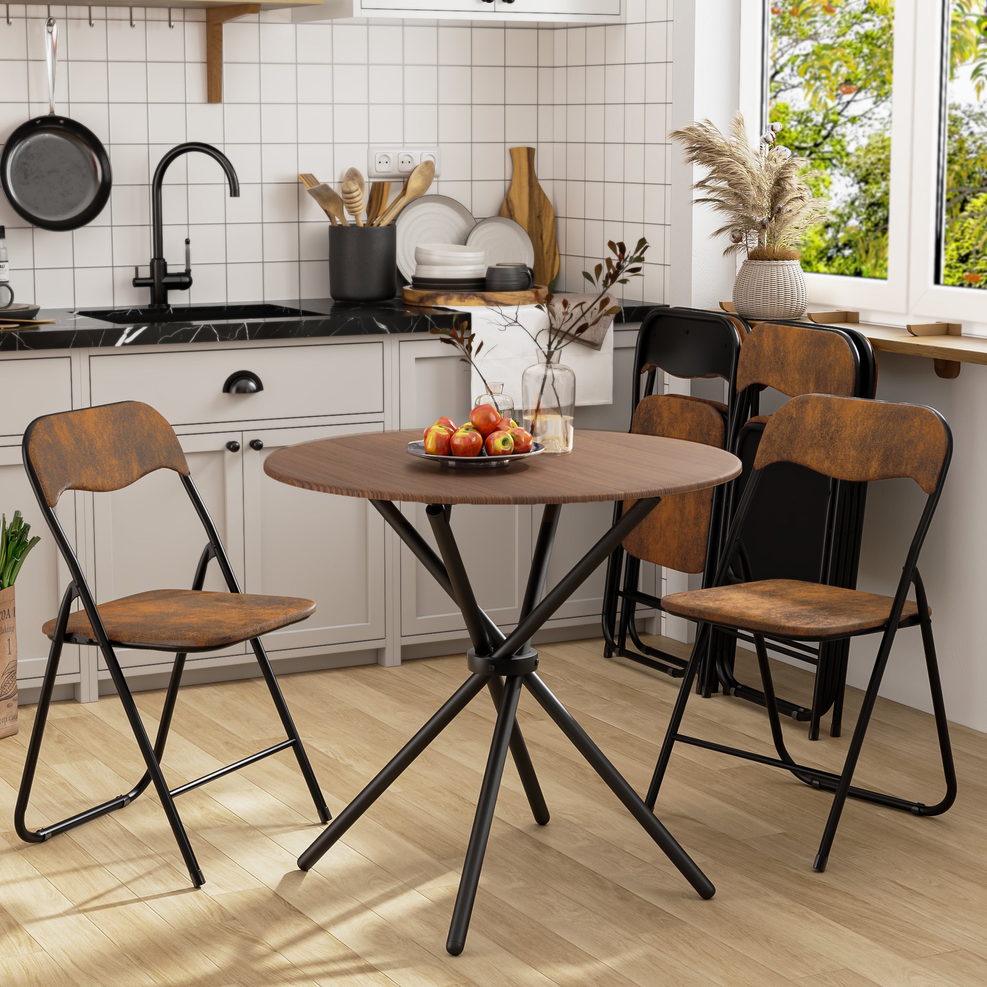 Homy Casa MALIBU SUEDE BROWN Folding Chair Versatile Seating Solution