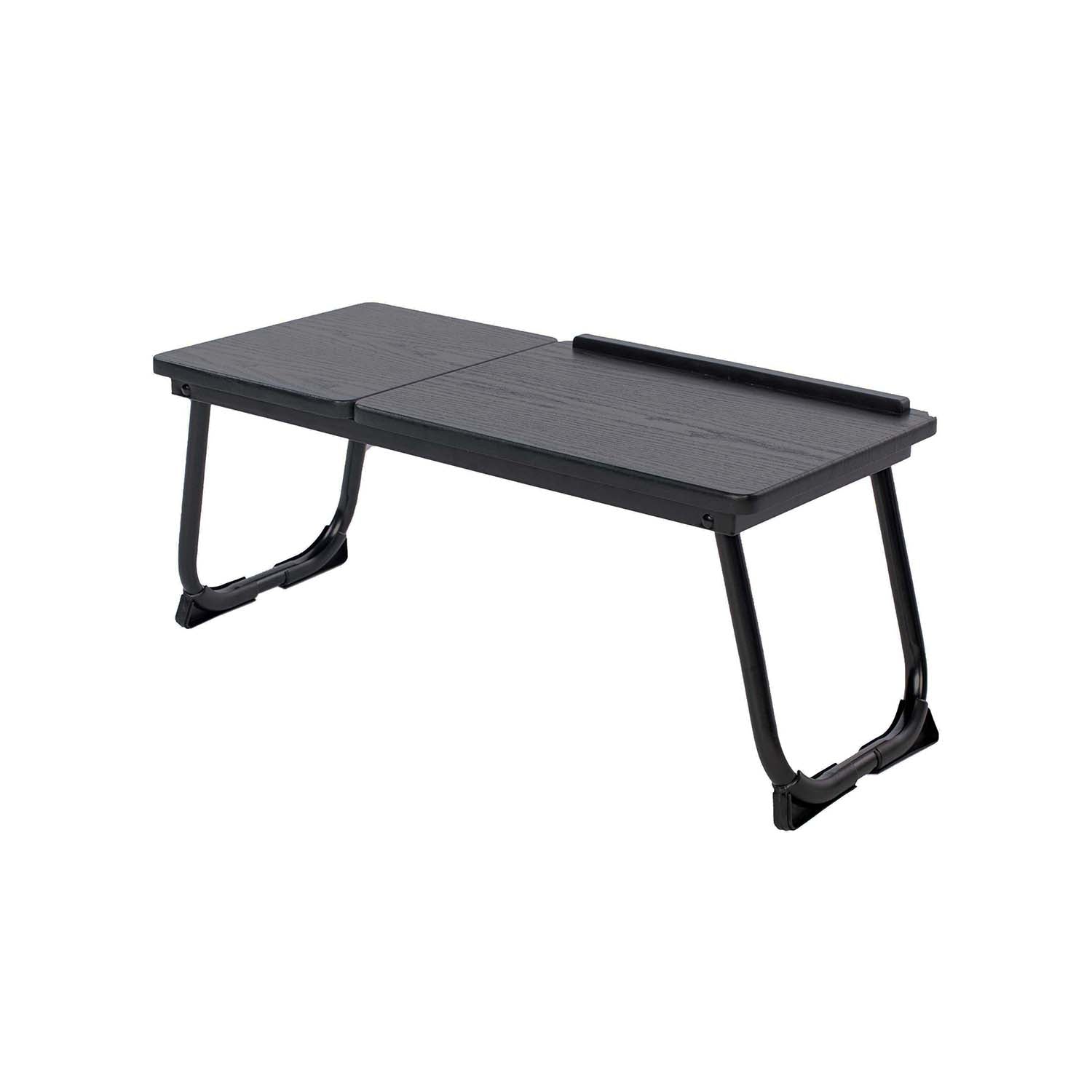 Homy Casa MAMIE 26" Folding Laptop Table Black Frame with Black Walnut Wood Top Adjustable Bed Desk