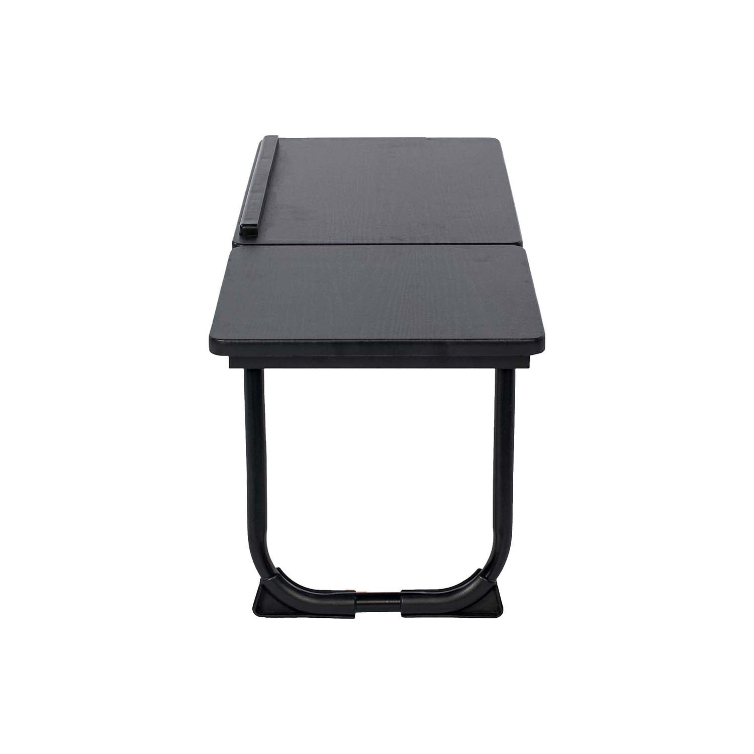 Homy Casa MAMIE 26" Folding Laptop Table Black Frame with Black Walnut Wood Top Adjustable Bed Desk