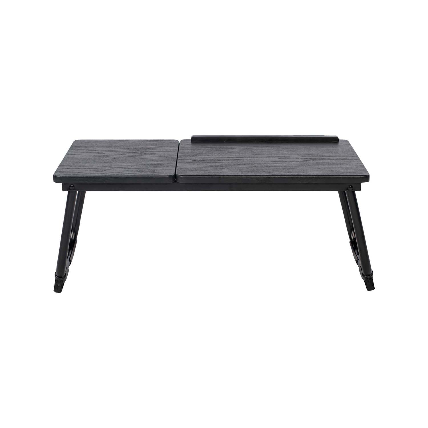 Homy Casa MAMIE 26" Folding Laptop Table Black Frame with Black Walnut Wood Top Adjustable Bed Desk