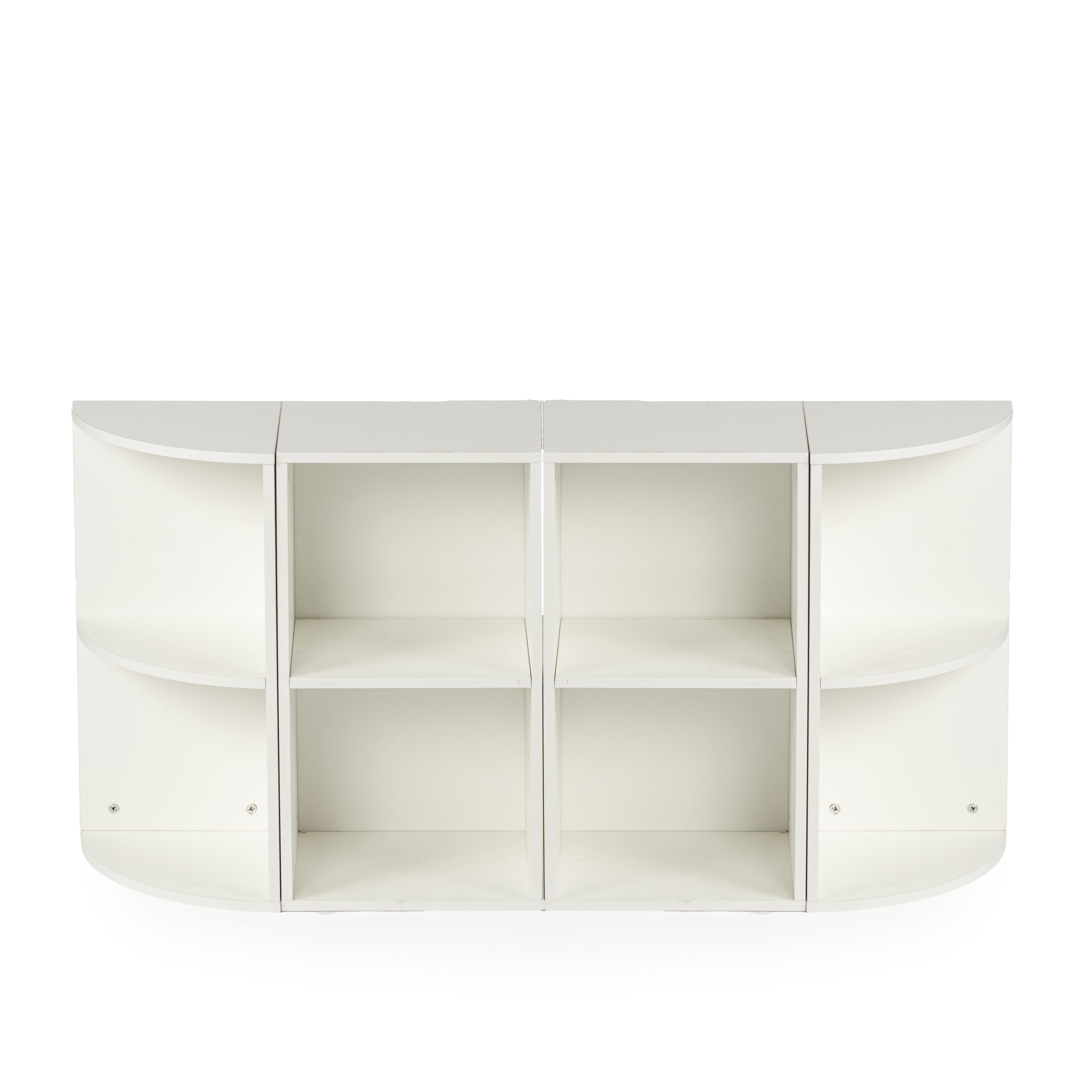 MANDI 4-Piece White Modular Bookcase Set with 2-Tier U-Shaped Storage Shelves