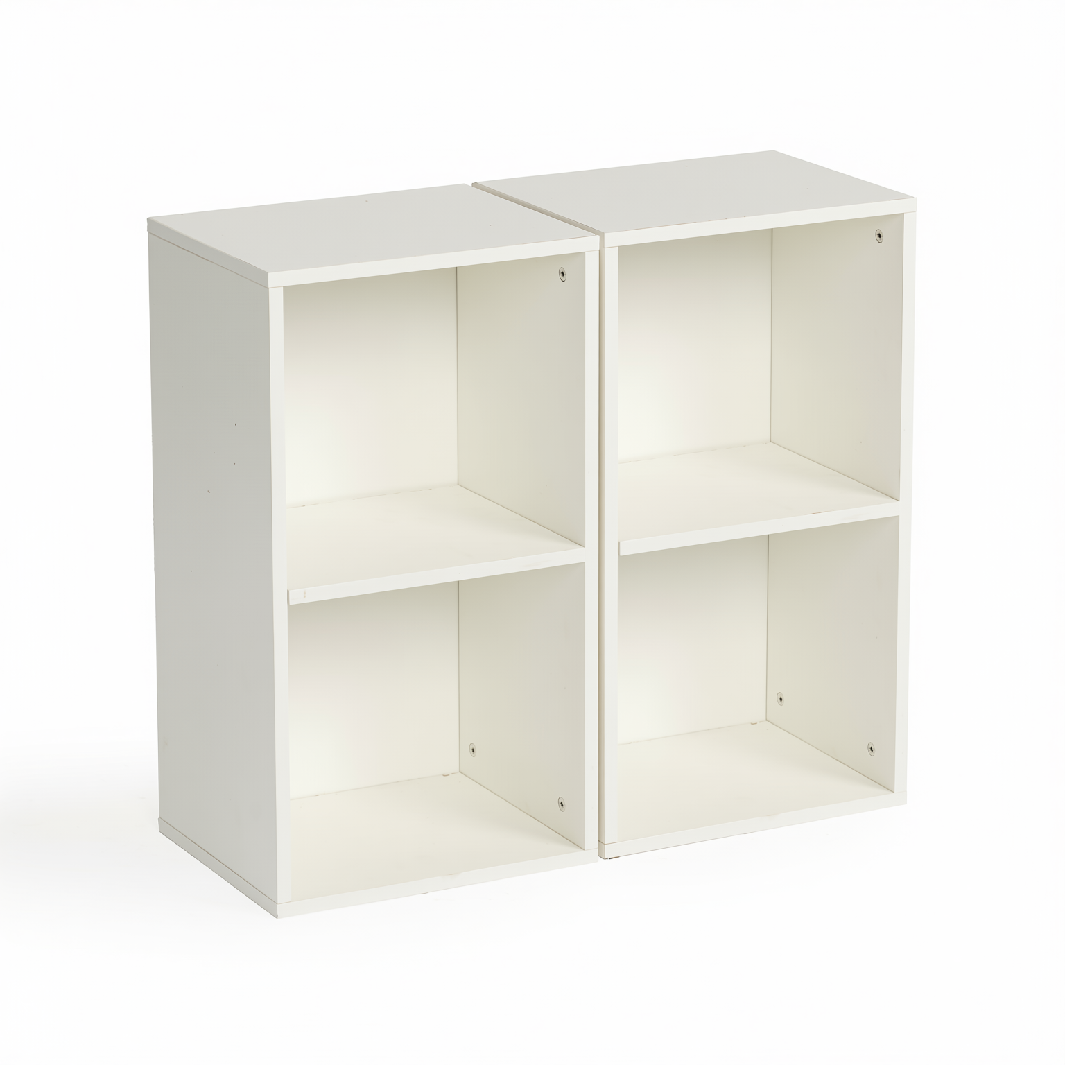 Homy Casa MANDI II 2-Piece L-Shaped White Bookcase Set with 2-Tier Storage