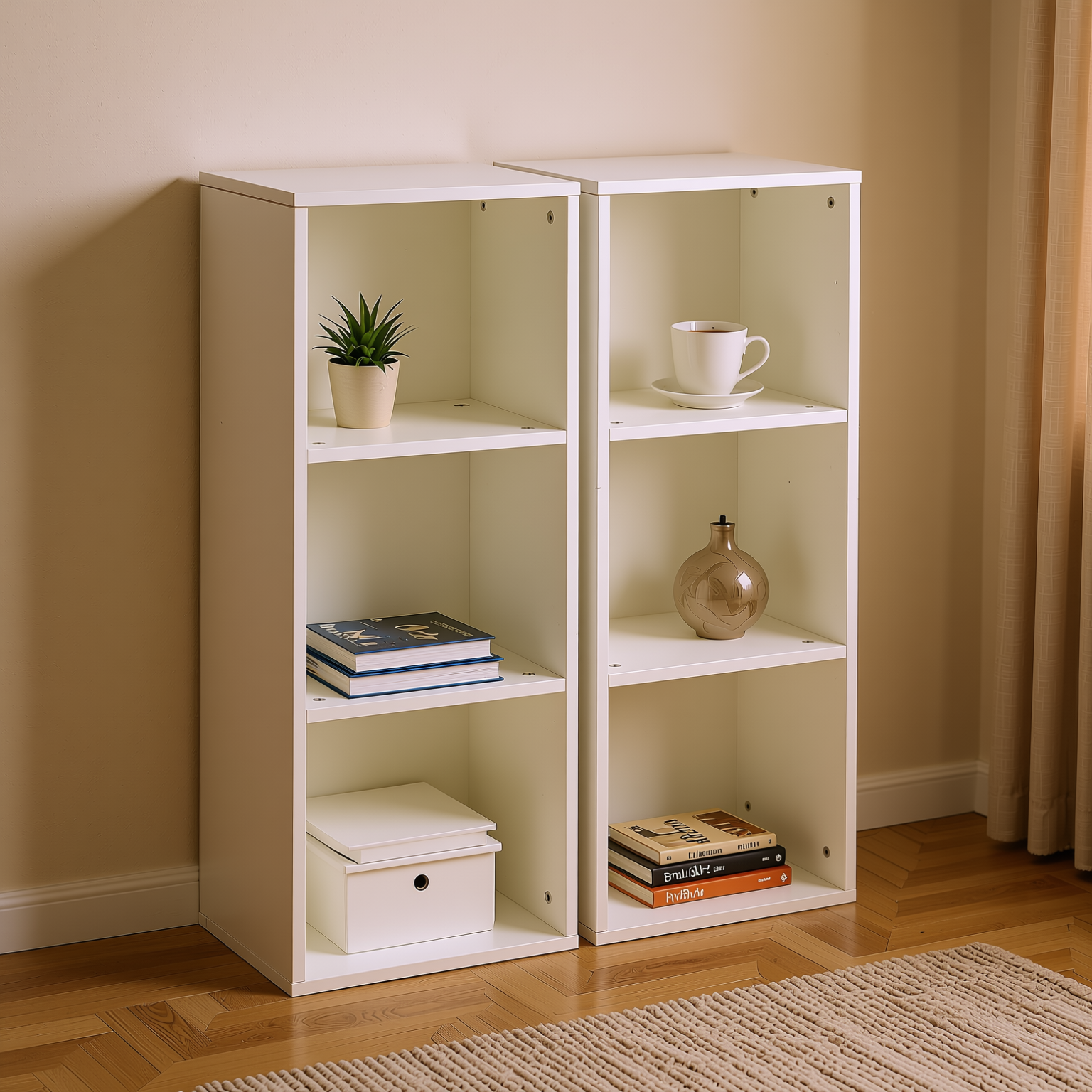 Homy Casa MANDI III 2PC 3-Tier Storage Shelf Set Standard Bookcase Vertical Organizer