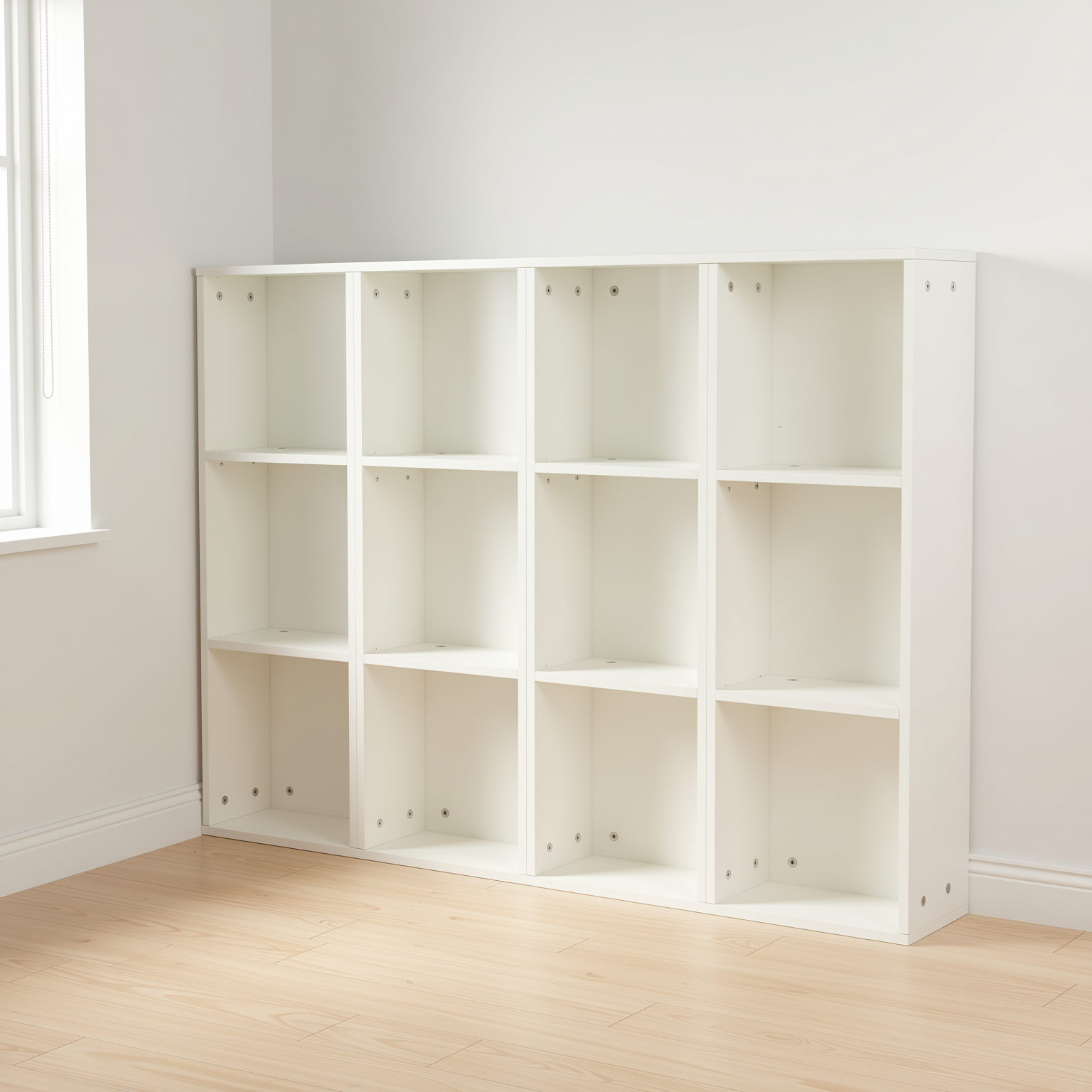 MANDI III 4-Piece White Cubby Bookcase Set with 3-Tier Modular Storage