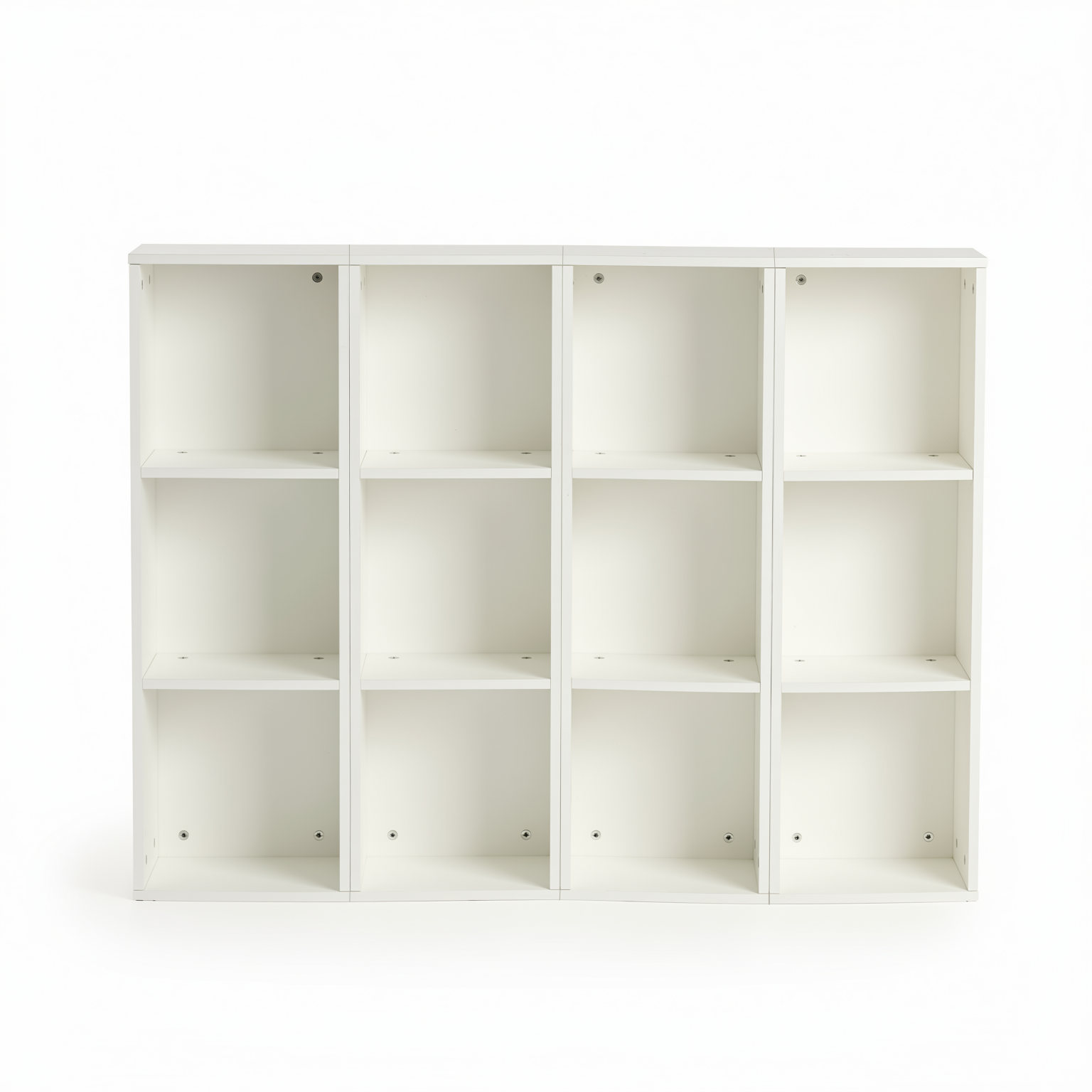 MANDI III 4-Piece White Cubby Bookcase Set with 3-Tier Modular Storage