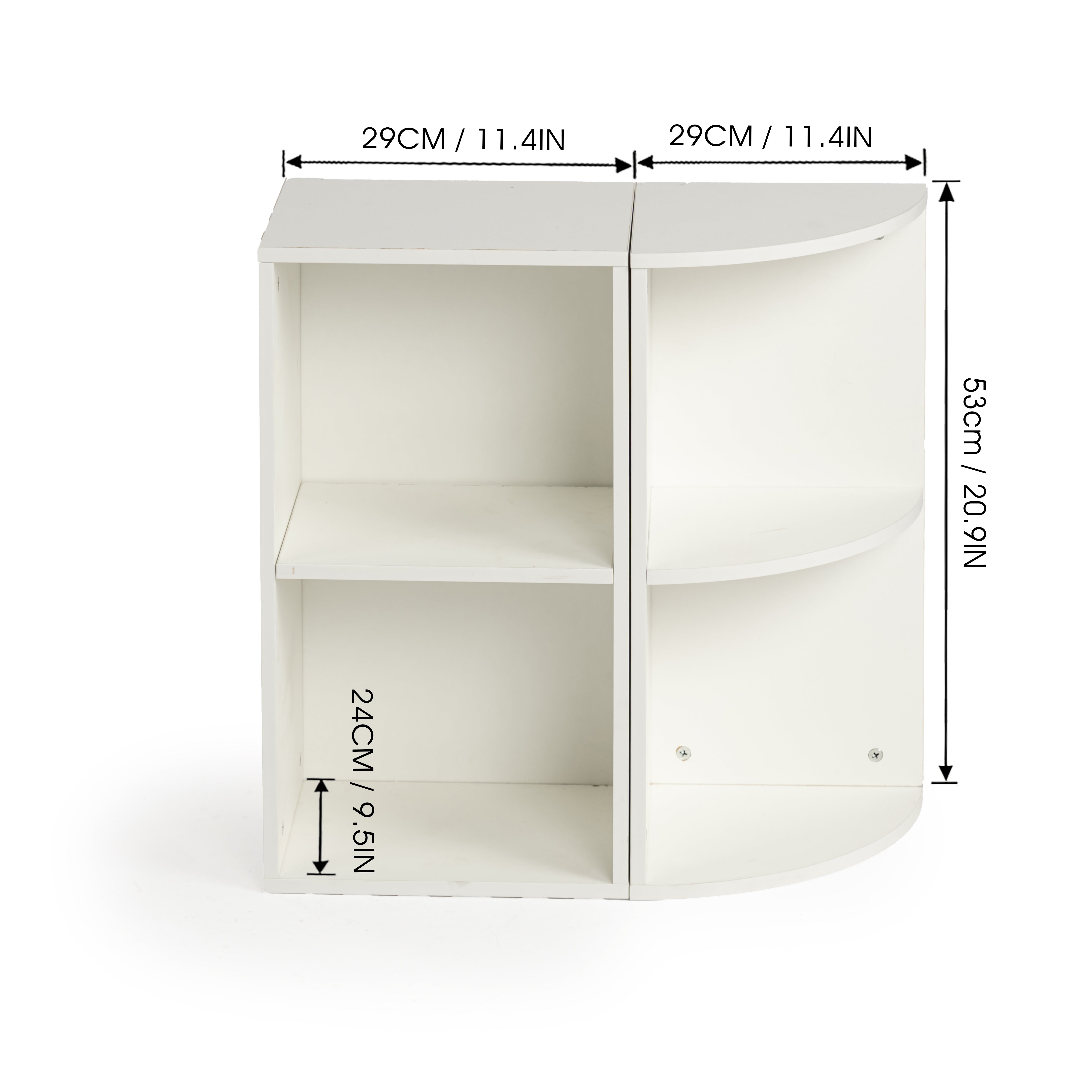 Homy Casa MANDI II 4PC Storage Shelf Set 2 Corner + 2 Straight 2-Tier Bookcase Extended U-Shaped Modular Organizer