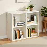 MANDI II 2-Piece L-Shaped White Bookcase Set with 2-Tier Storage