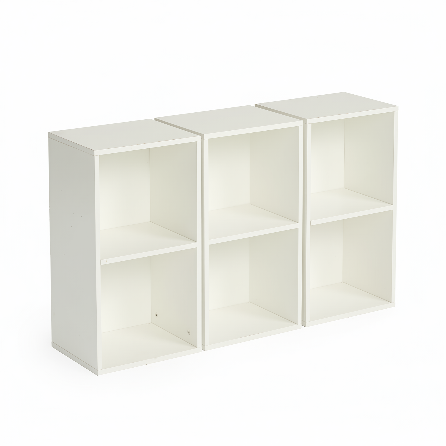 MANDI II 3-Piece White Modular Cubby Bookcase Set with 2-Tier Storage