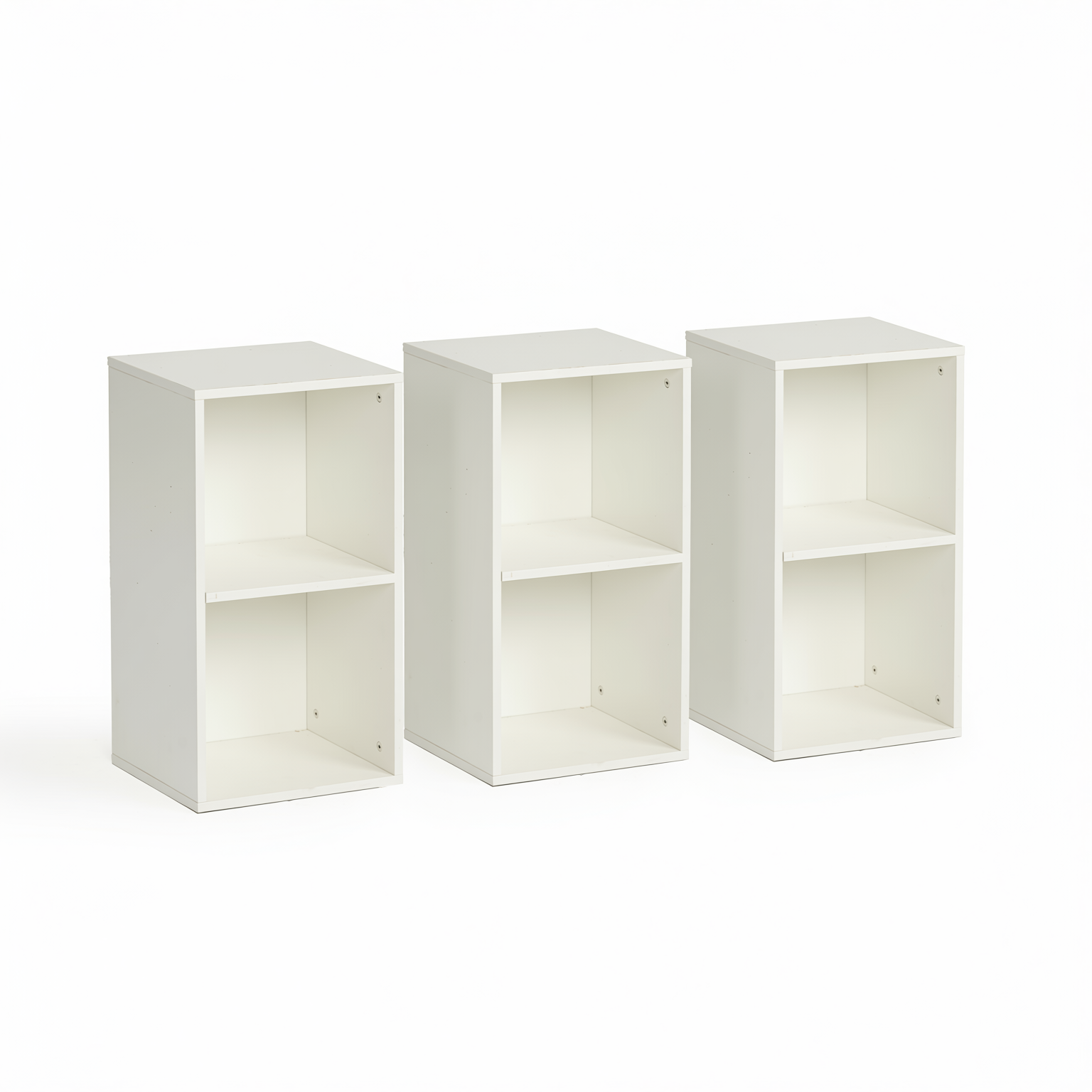 MANDI II 3-Piece White Modular Cubby Bookcase Set with 2-Tier Storage