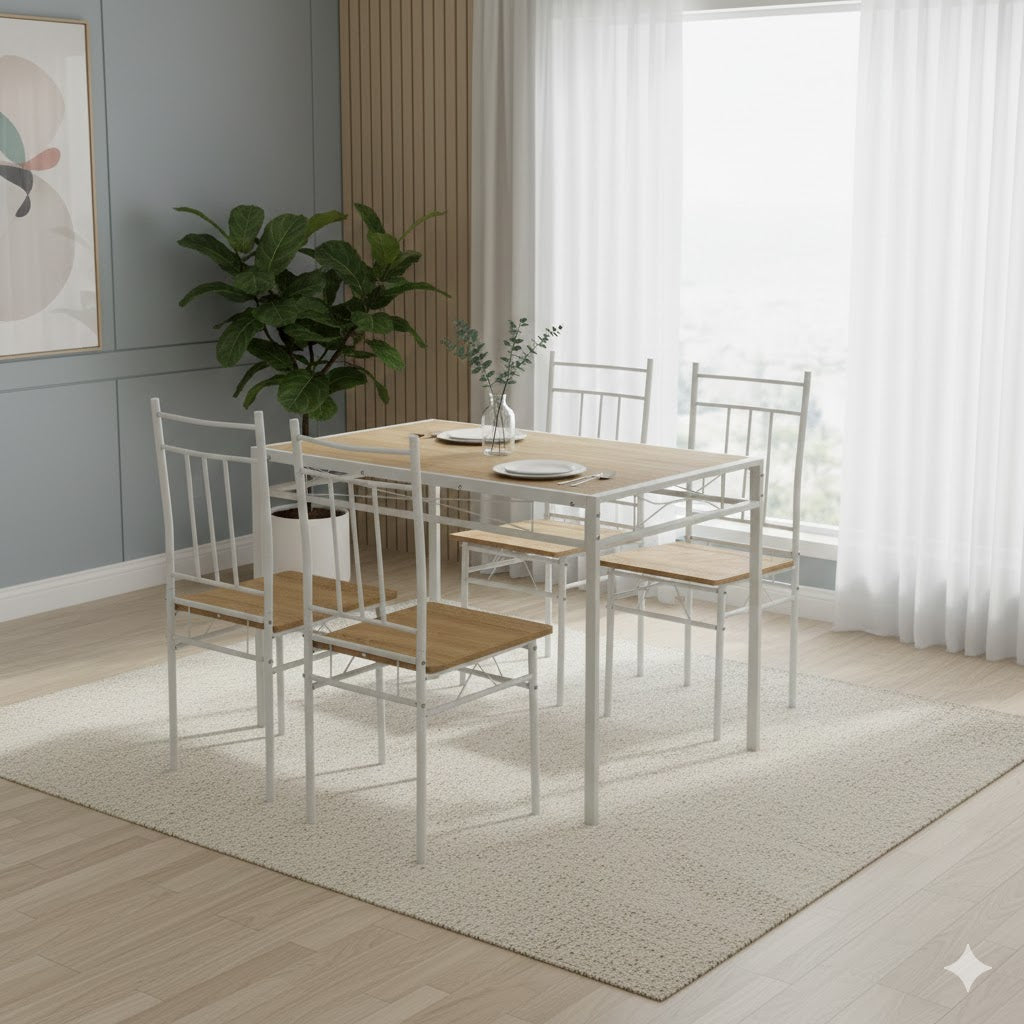 Marbury 5-Piece Dining Set with Wooden Table and 4 Chairs