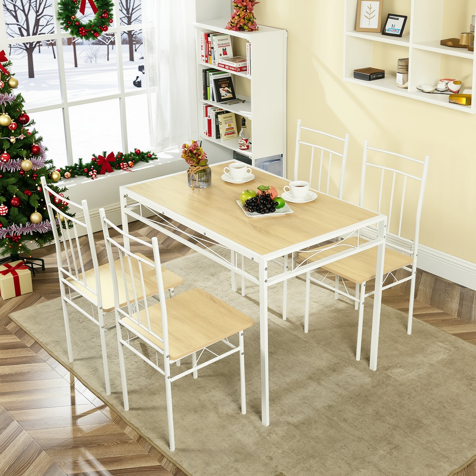 Marbury 5-Piece Dining Set with Wooden Table and 4 Chairs