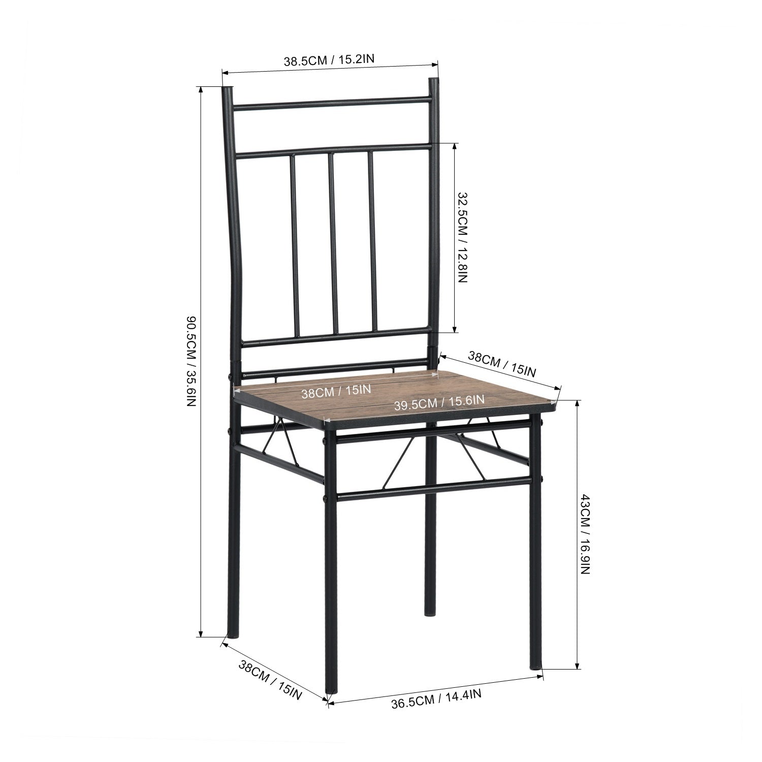 Homy Casa Marbury 5PC Dining Set 42” Black Marble Table with 4 Chairs