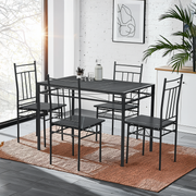 Marbury 5PC Dining Set 42” Table with 4 Chairs Modern Metal Frame Multi Finish
