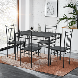 Marbury 5PC Dining Set 42” Table with 4 Chairs Modern Metal Frame Multi Finish