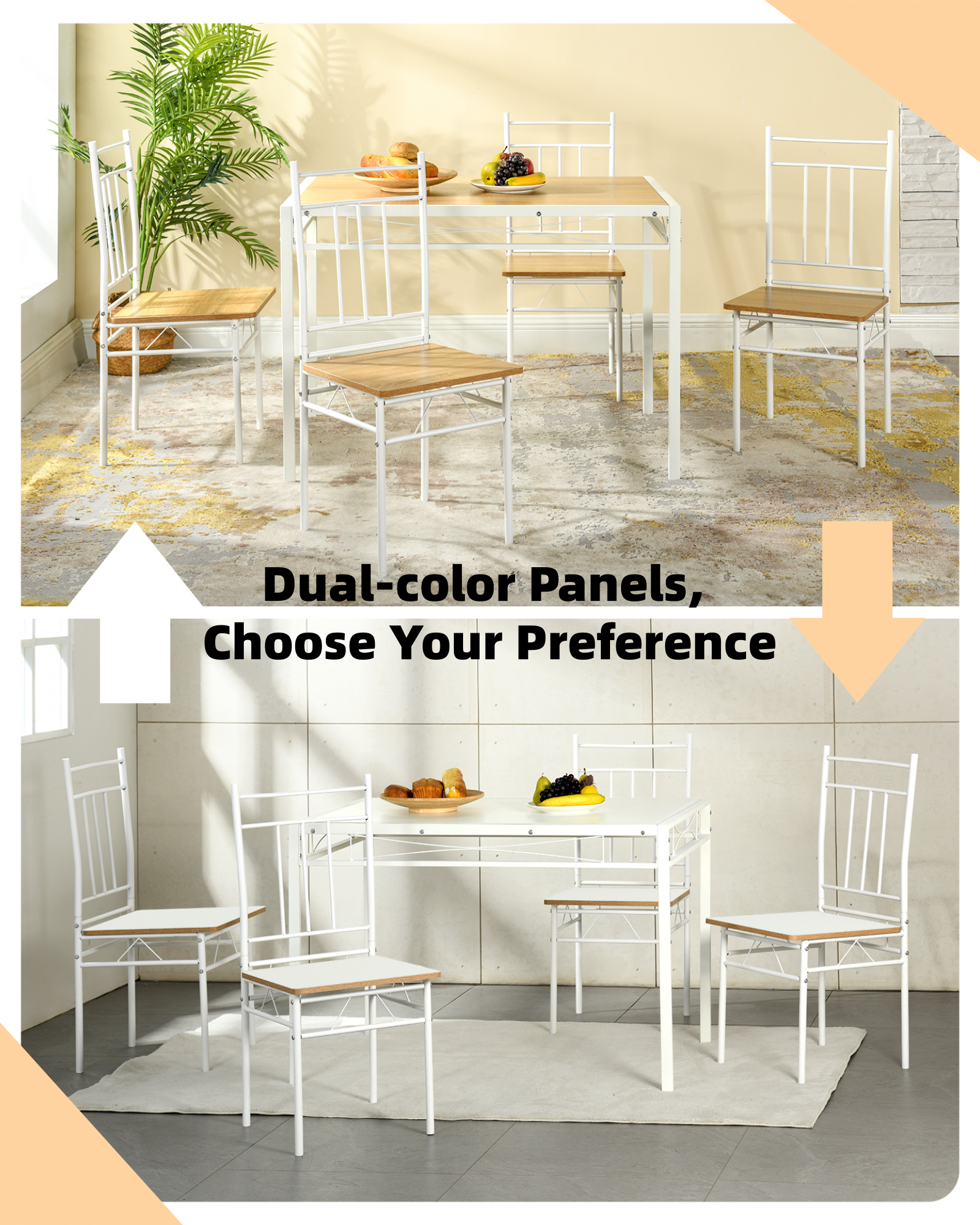 Marbury 5-Piece Dining Set with Wooden Table and 4 Chairs