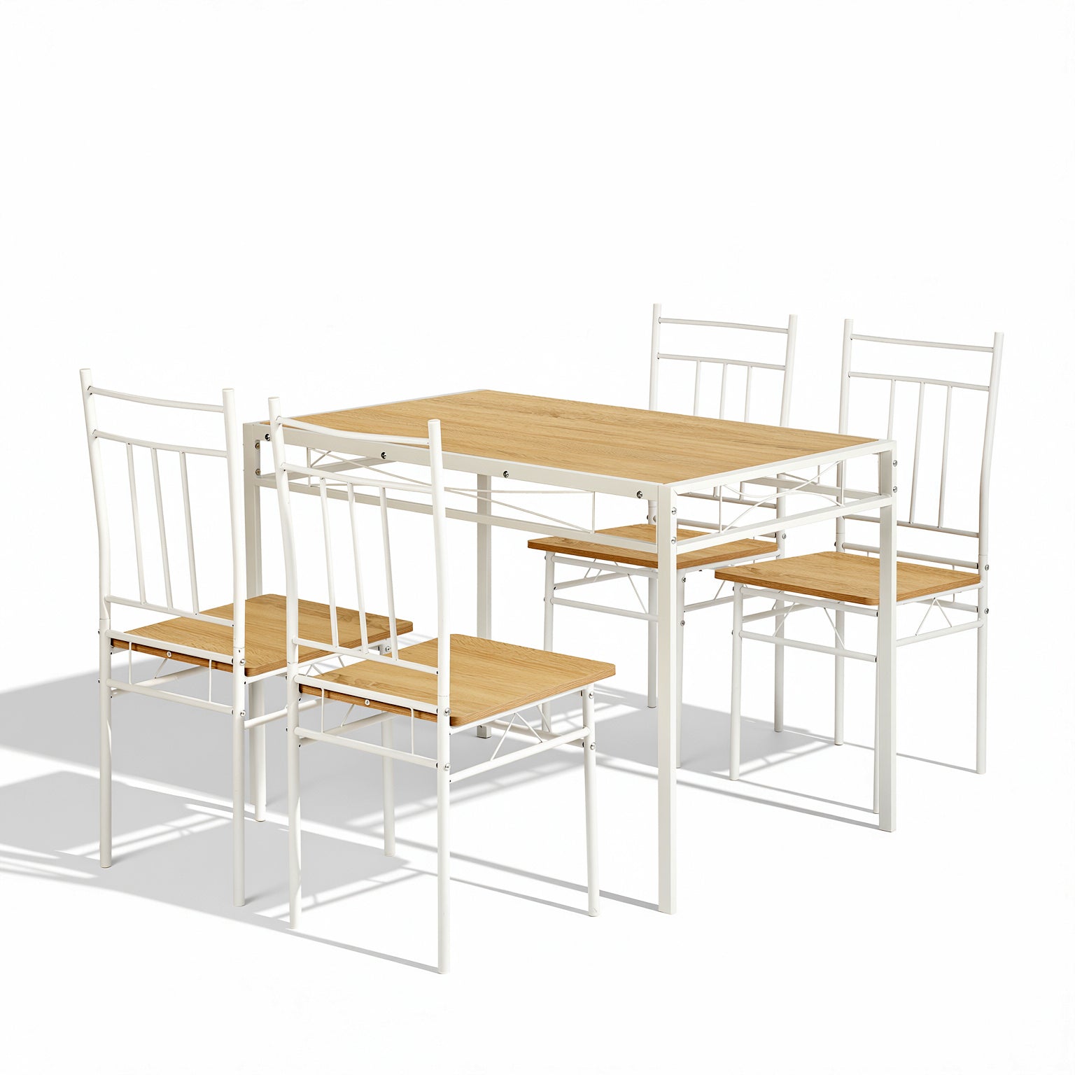 Homy Casa Marbury 5PC Dining Set 42” Oak Table with 4 Chairs
