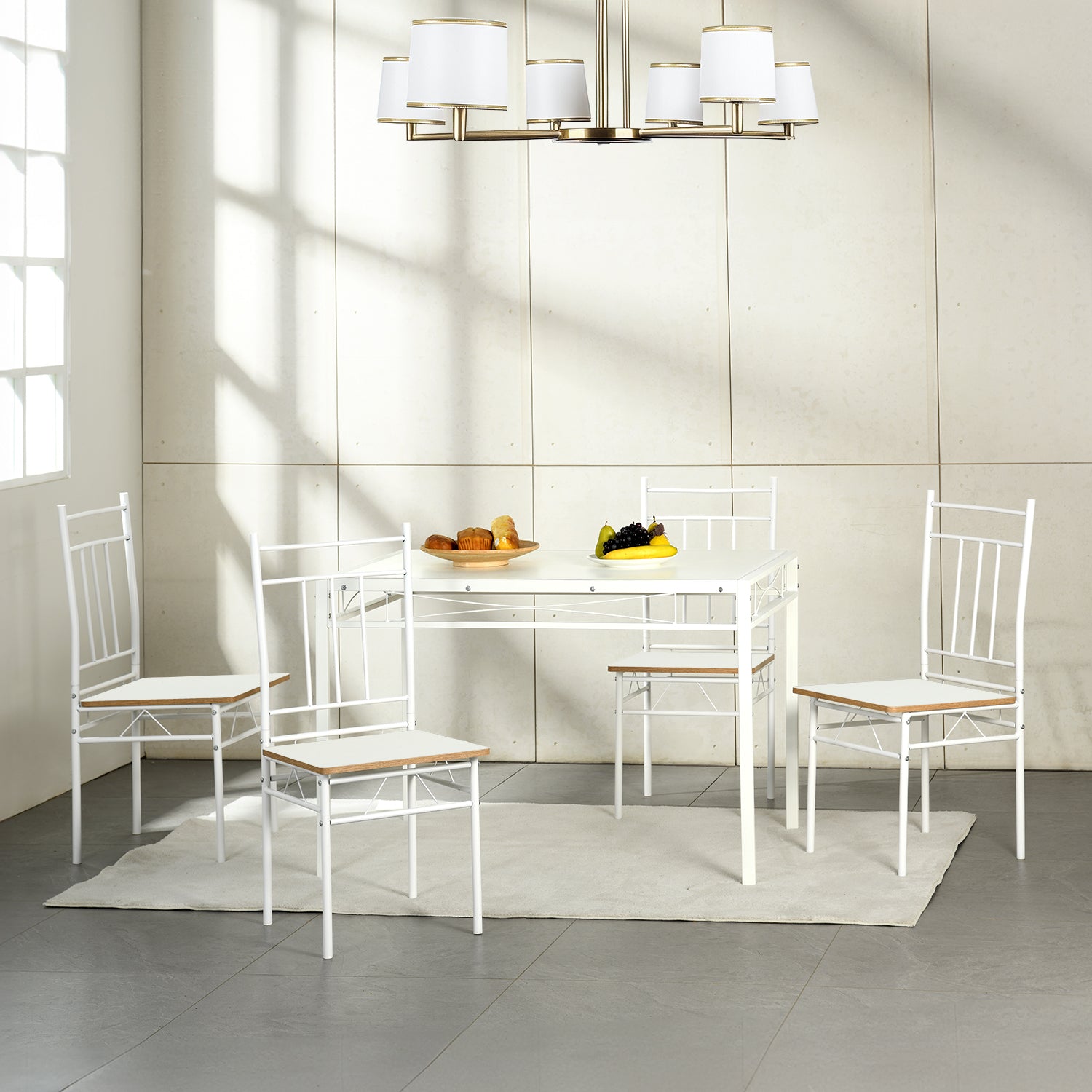 Marbury 5-Piece Dining Set with Wooden Table and 4 Chairs