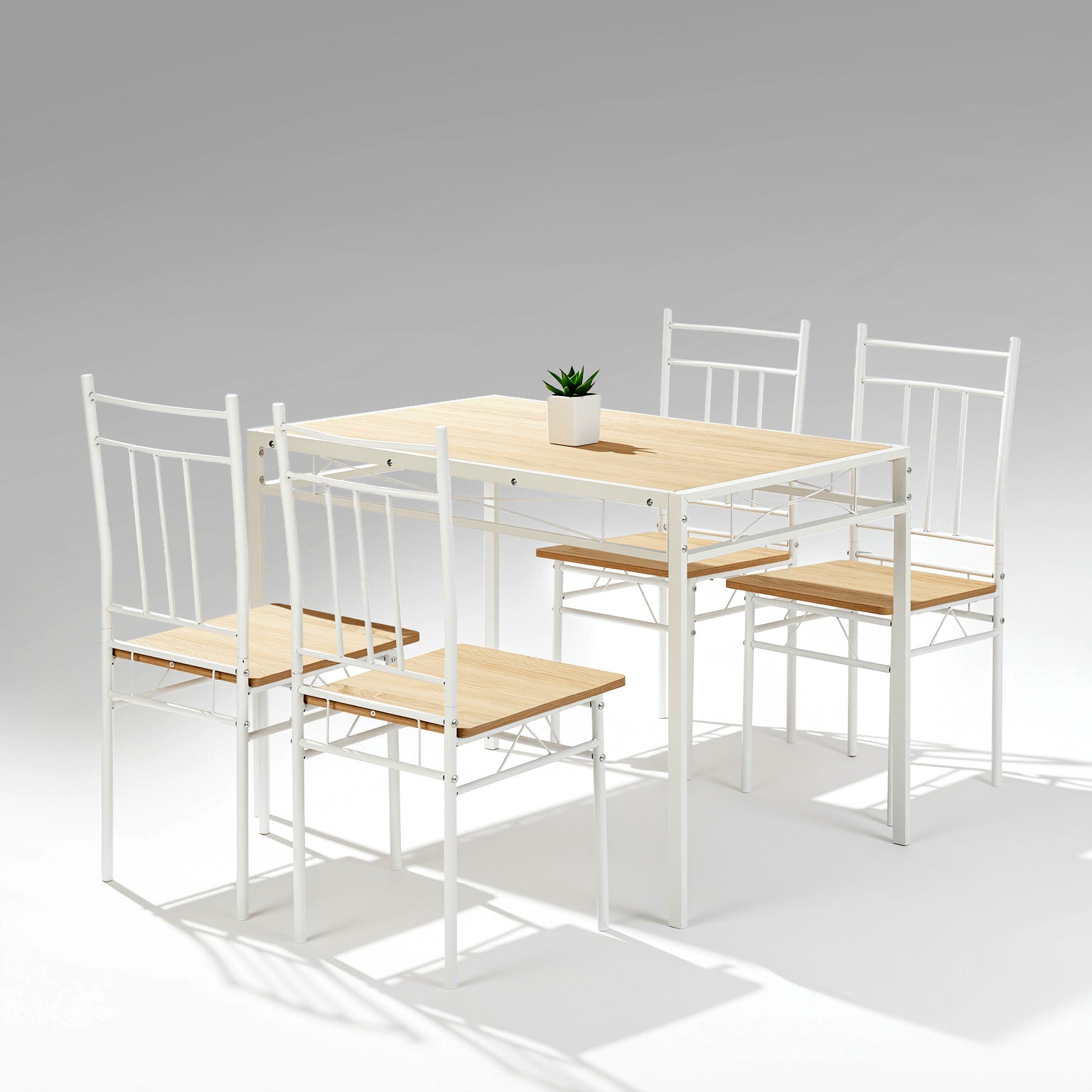Homy Casa Marbury 5PC Dining Set 42” Oak Table with 4 Chairs