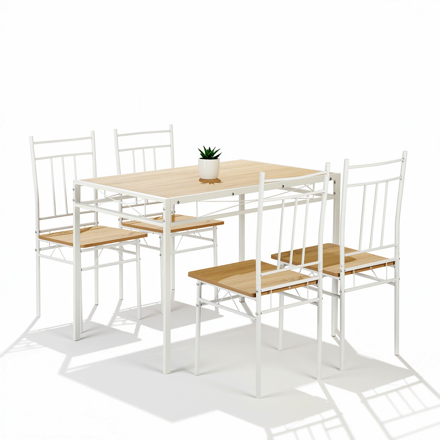 Homy Casa Marbury 5PC Dining Set 42” Oak Table with 4 Chairs