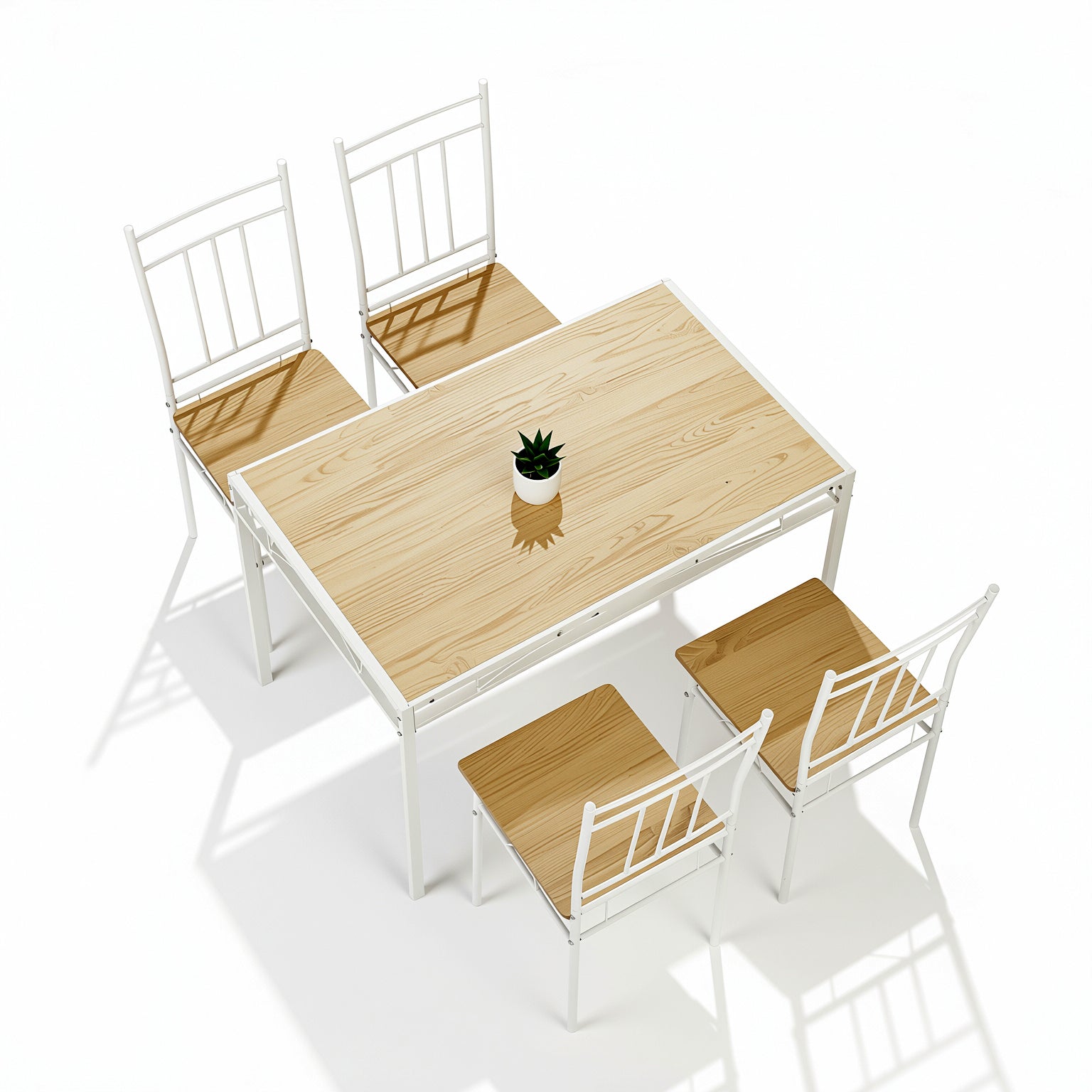 Homy Casa Marbury 5PC Dining Set 42” Oak Table with 4 Chairs