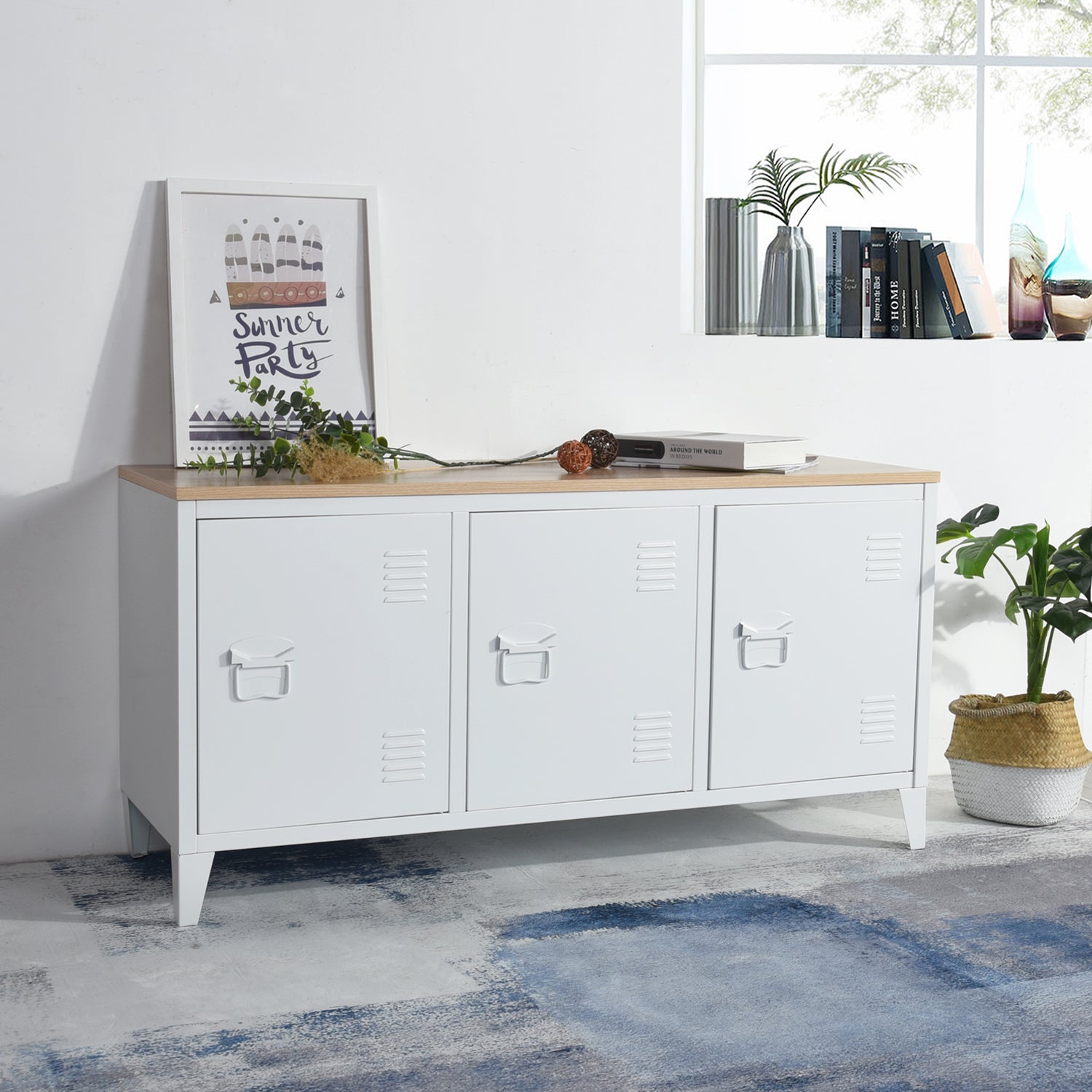 Homy Casa Matapouri 47.4” Modern TV Stand Sideboard with 3 Doors Storage no Locker Assembled