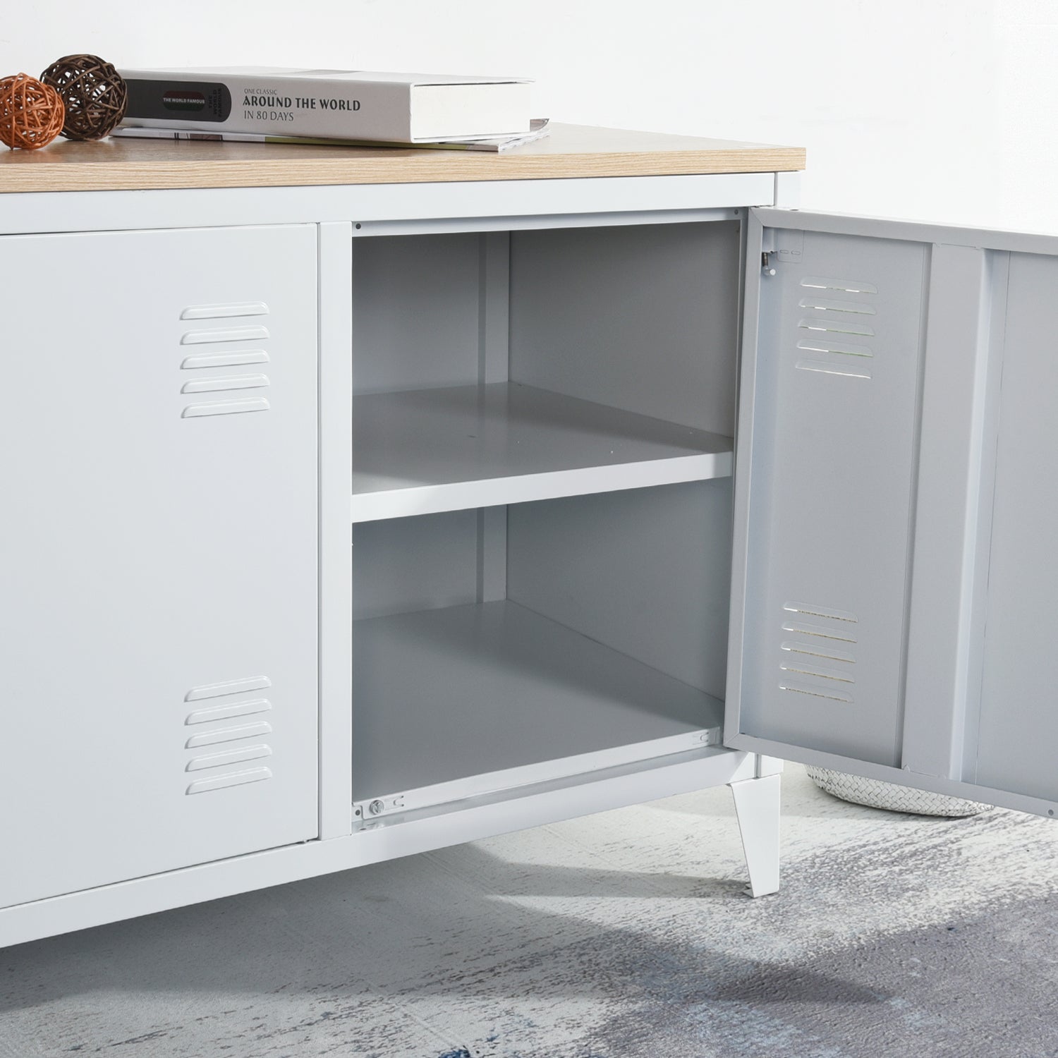 Homy Casa Matapouri 47.4” Full Metal Sideboard with 3 doors.