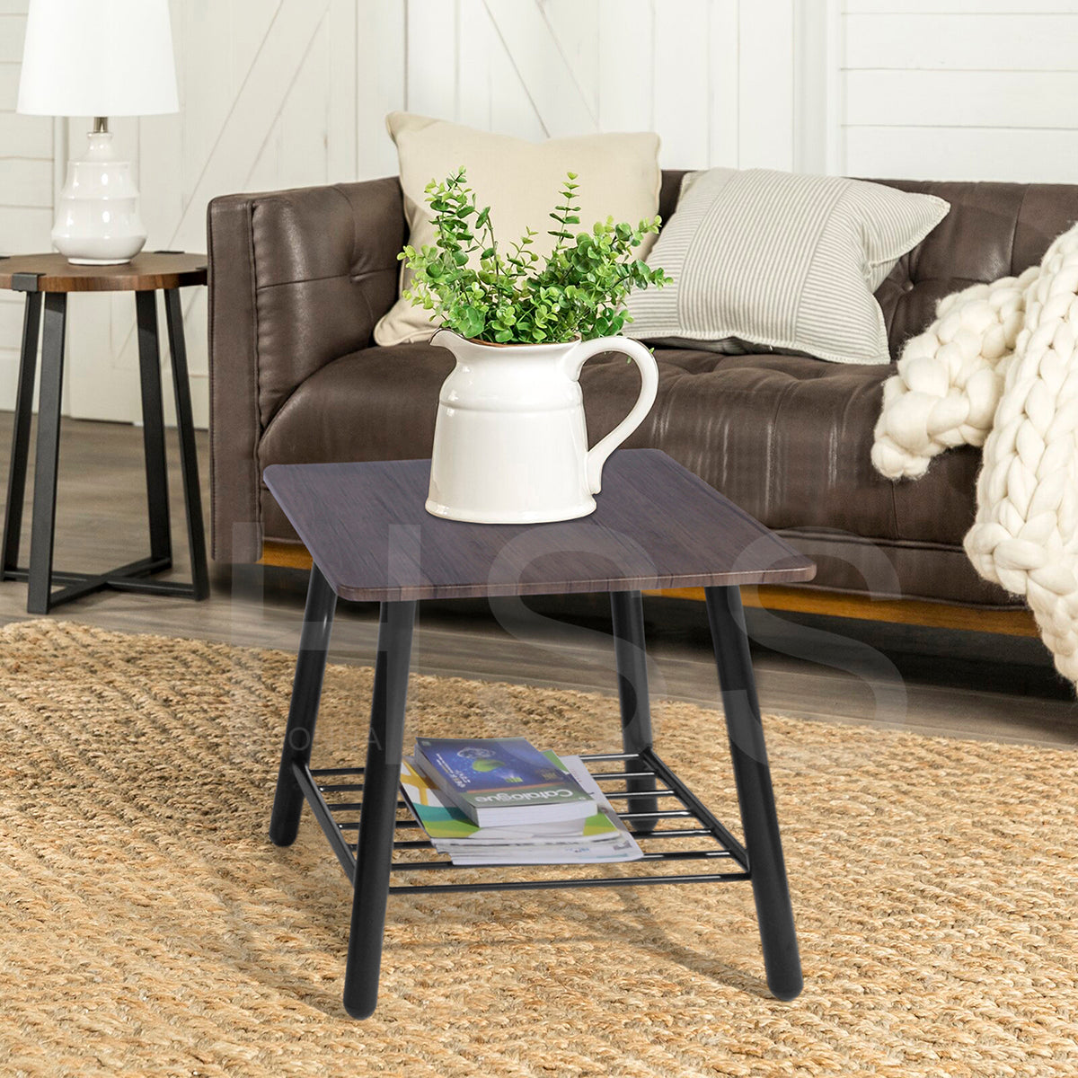 Homy Casa Maui 20“ Side Table Square End Table with Storage Shelf Open Box