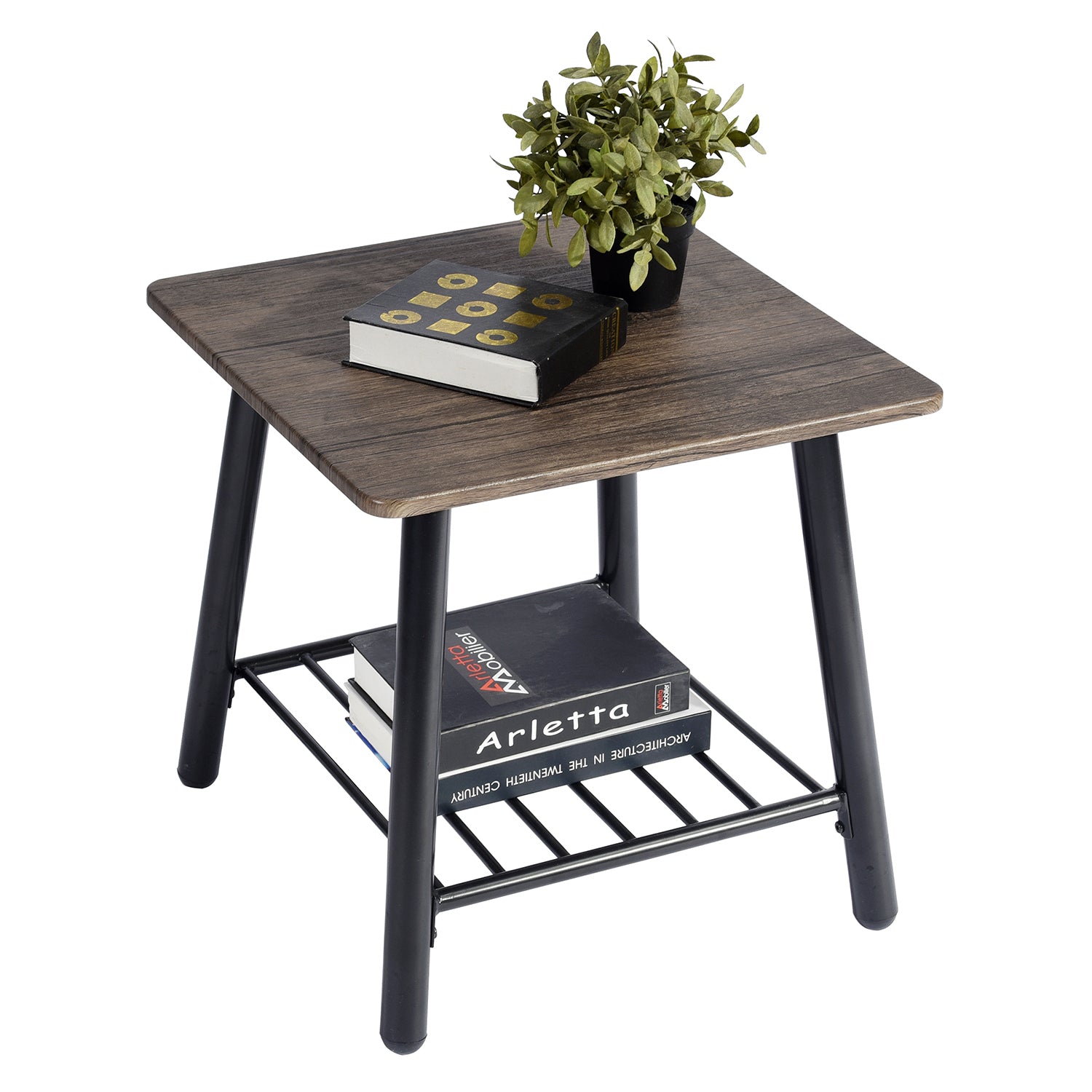 Homy Casa Maui 20“ Side Table Square End Table with Storage Shelf Open Box