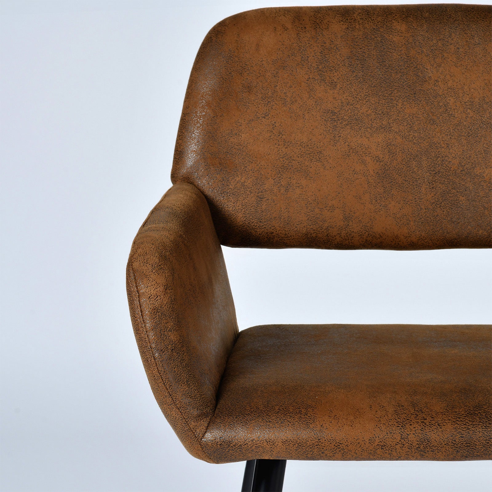 Homy Casa Mayfair Suede Brown Fabric Dining Chairs with Armrest Set of 2, Open Box