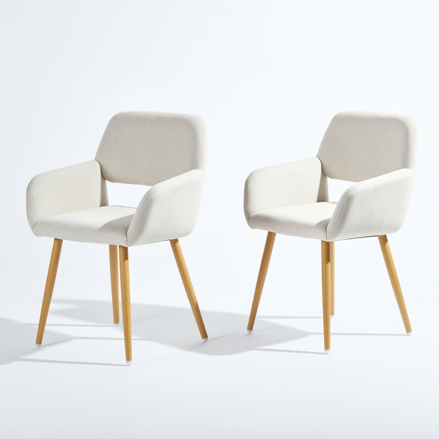 Homy Casa Stan 5 Piece Walnut Dining Table Set 63” Table with 4 Mayfair Upholstered Chairs, Beige