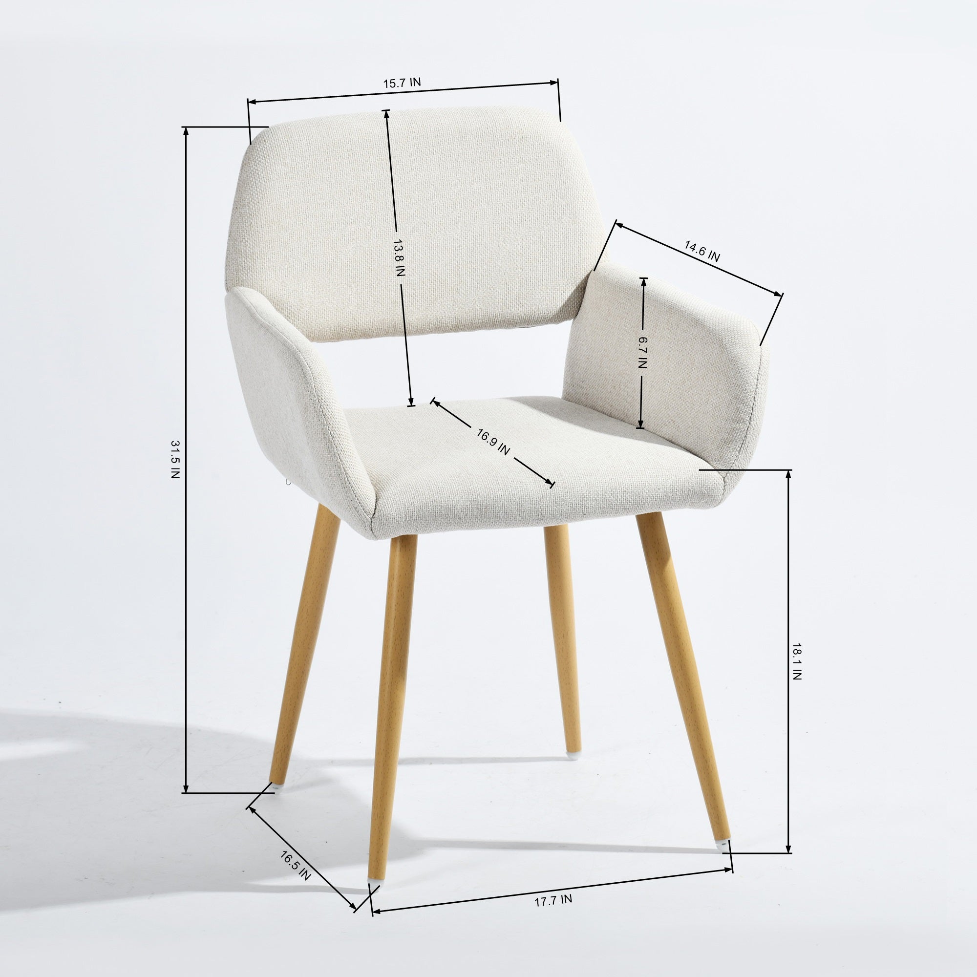 Homy Casa SORIAN 7PC Industrial Dining Set 63” Vintage Brown Table with 6PC Mayfair Beige Dining Arm Chairs