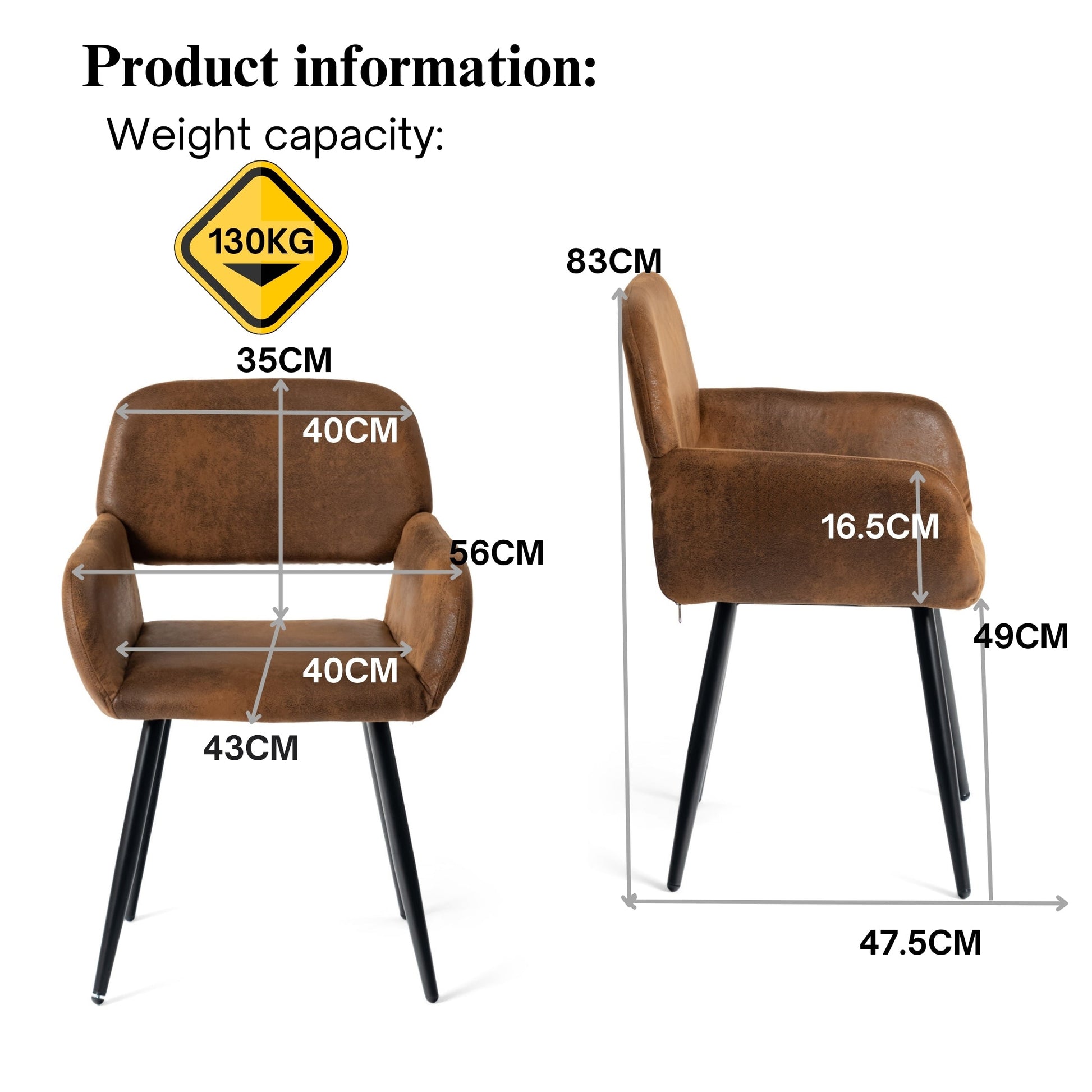 Mayfair Comfortable Armrest Dining Chairs with metal Legs, Stylish and Versatile-HOMY CASA 