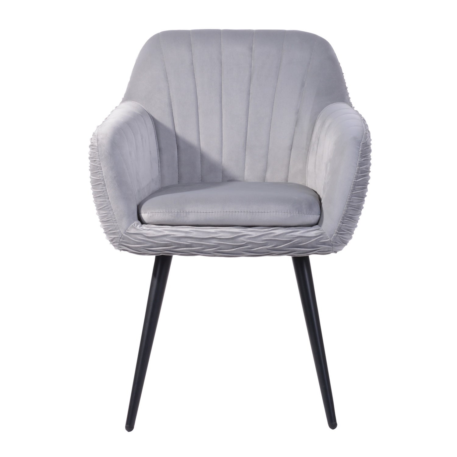 MBAYE Velvet Modern Accent Arm Chair, Metal Frame, Grey