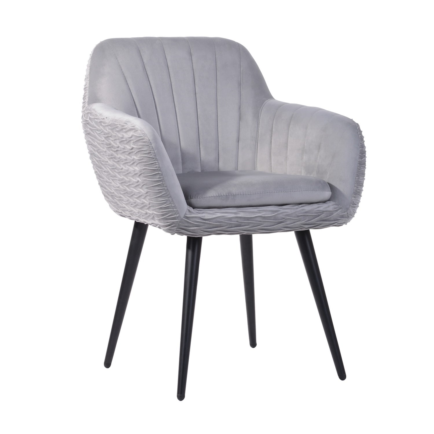 Homy Casa MBAYE Velvet Grey Arm Chair Modern Accent Seating Open Box