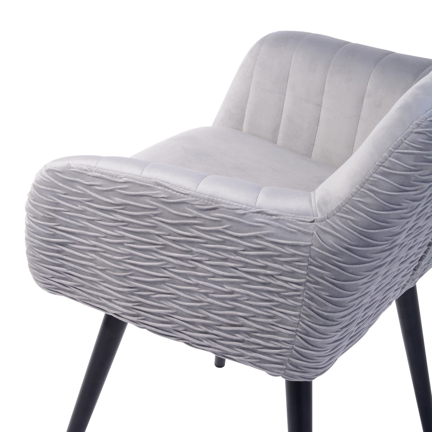 Homy Casa MBAYE Velvet Grey Arm Chair Modern Accent Seating Open Box