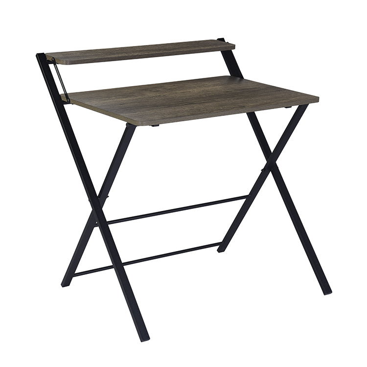 Homy Casa Megan 31.9” Stylish Brown Folding Desk, Space-Saving Table for Home Office & Study