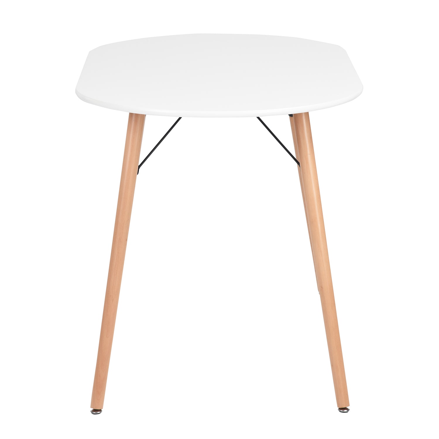 MICK 47” Oval Dining Table, White Top with Solid Wood Legs and Metal Braces, Seats 4, 47.2 × 27.6 × 29.5 in