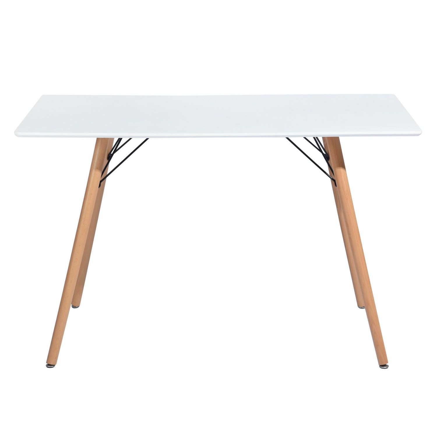 Homy Casa MICK 5PC Dining Set 47.2" Oval White Dining Table with 4 Pomona Beige Fabric Chairs Open Box