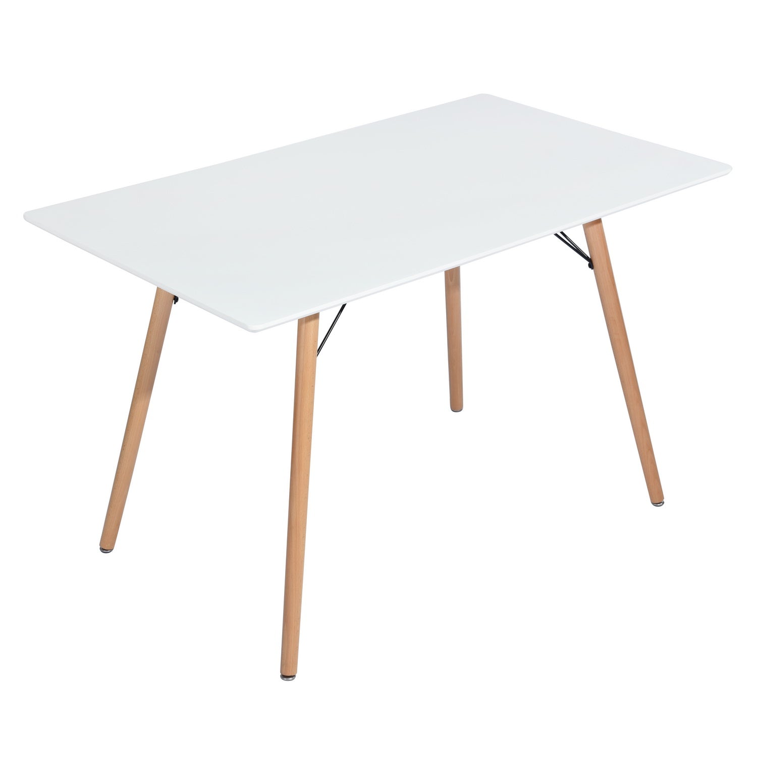 Homy Casa MICK 5PC Dining Set 47.2" Oval White Dining Table with 4 Pomona Beige Fabric Chairs Open Box