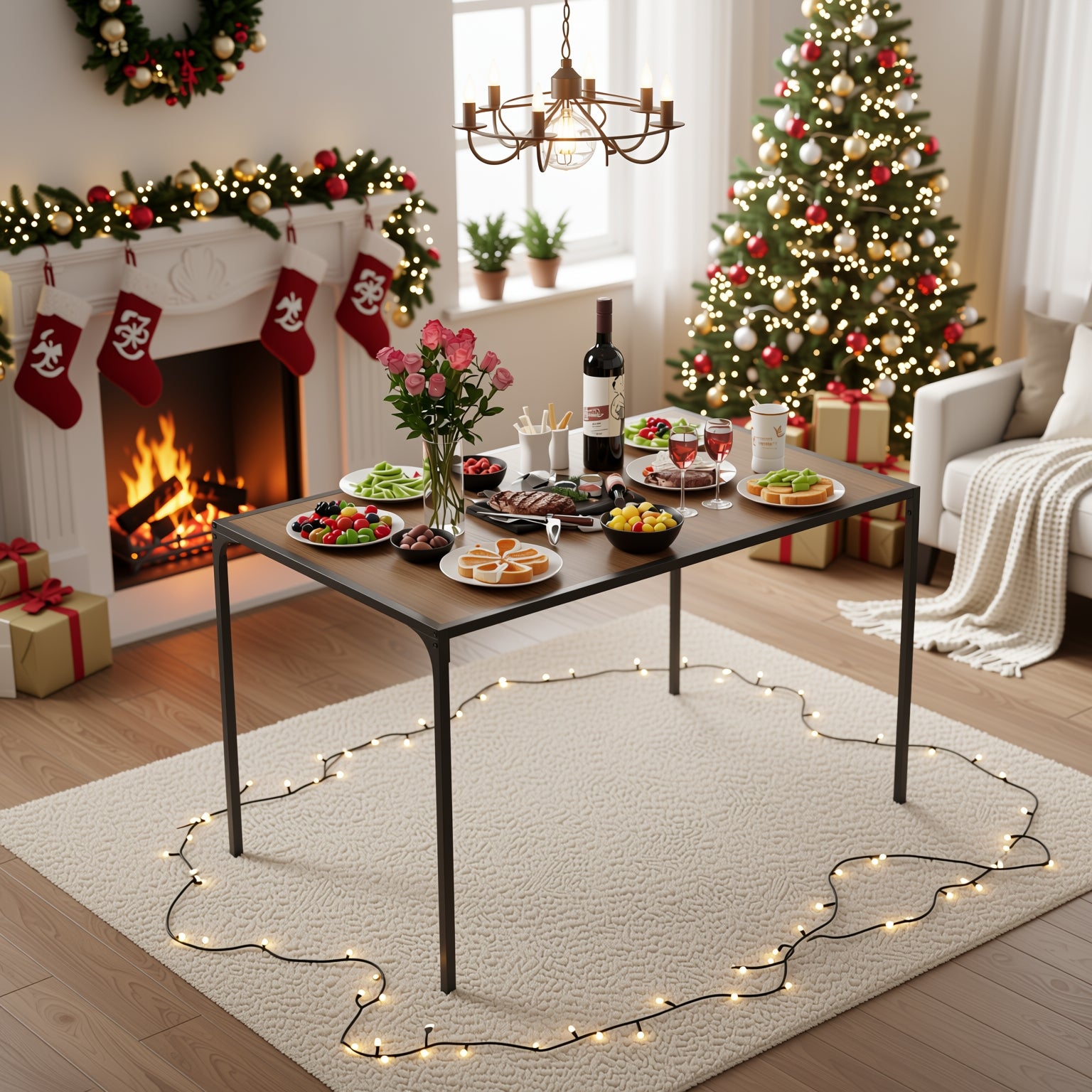 Milliken Industrial 47" Walnut Rectangluar Dining Table