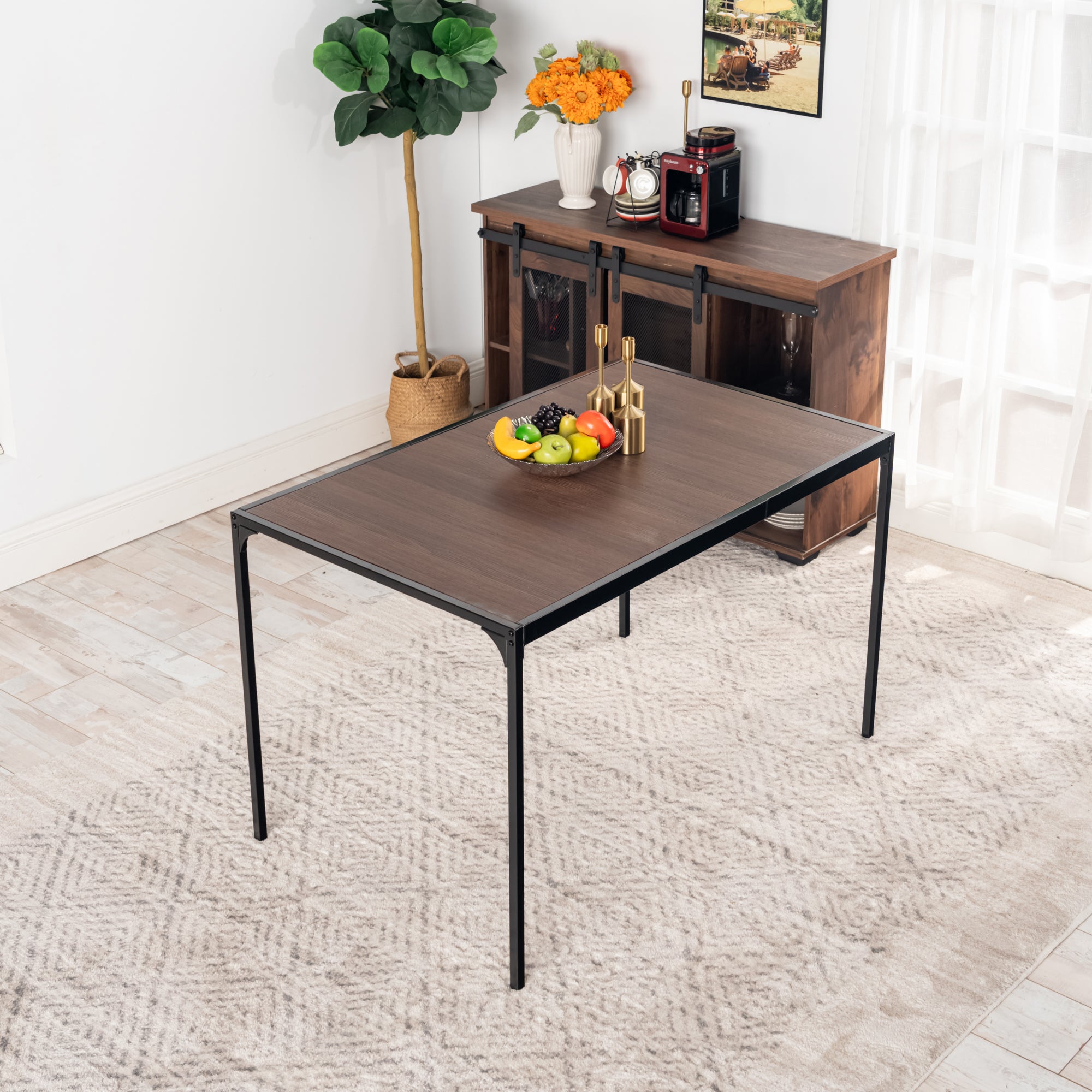 Homy Casa Milliken 47.2" Espresso Rectangluar Bistro Dining Table Writing Desk