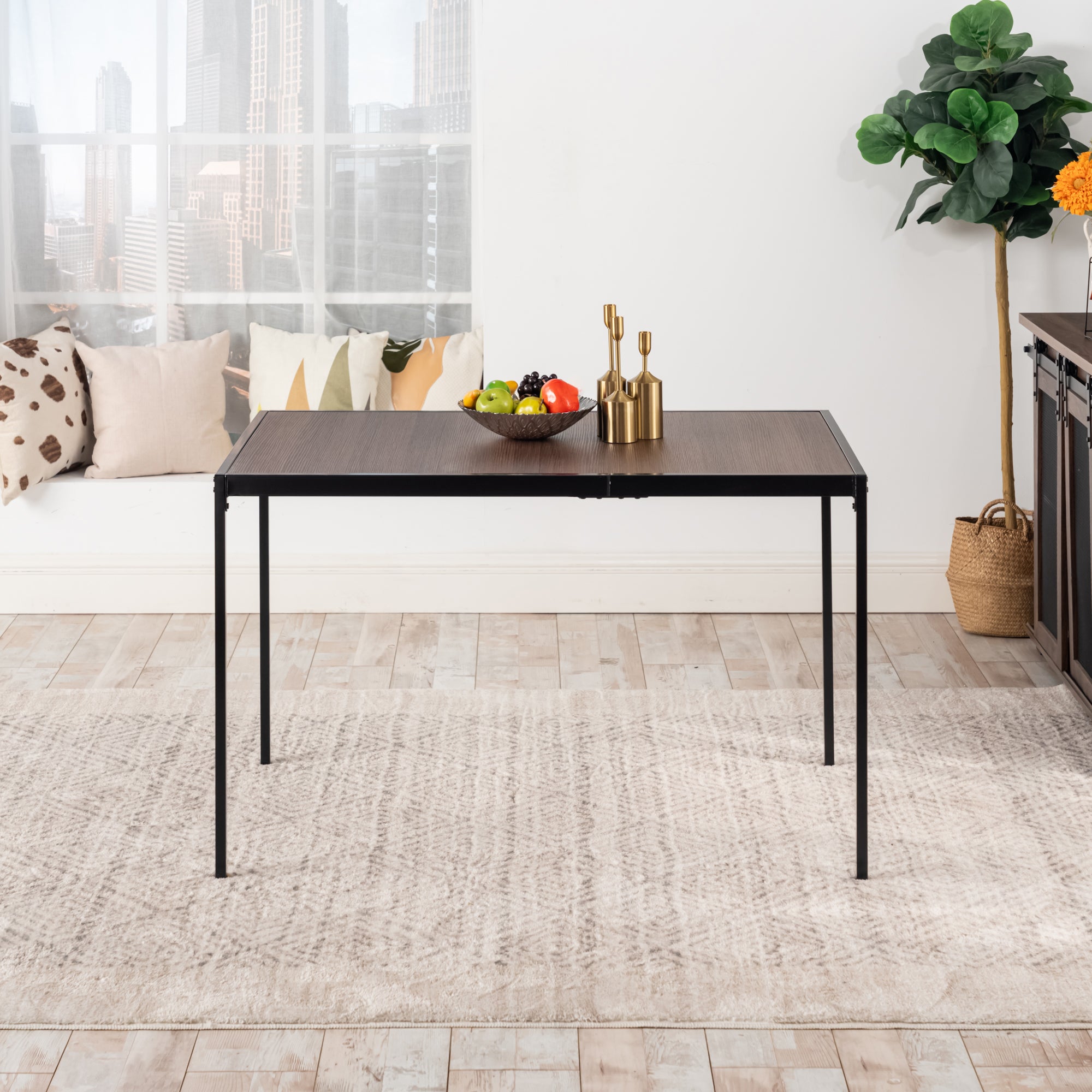 Homy Casa Milliken 47.2" Espresso Rectangluar Bistro Dining Table Writing Desk