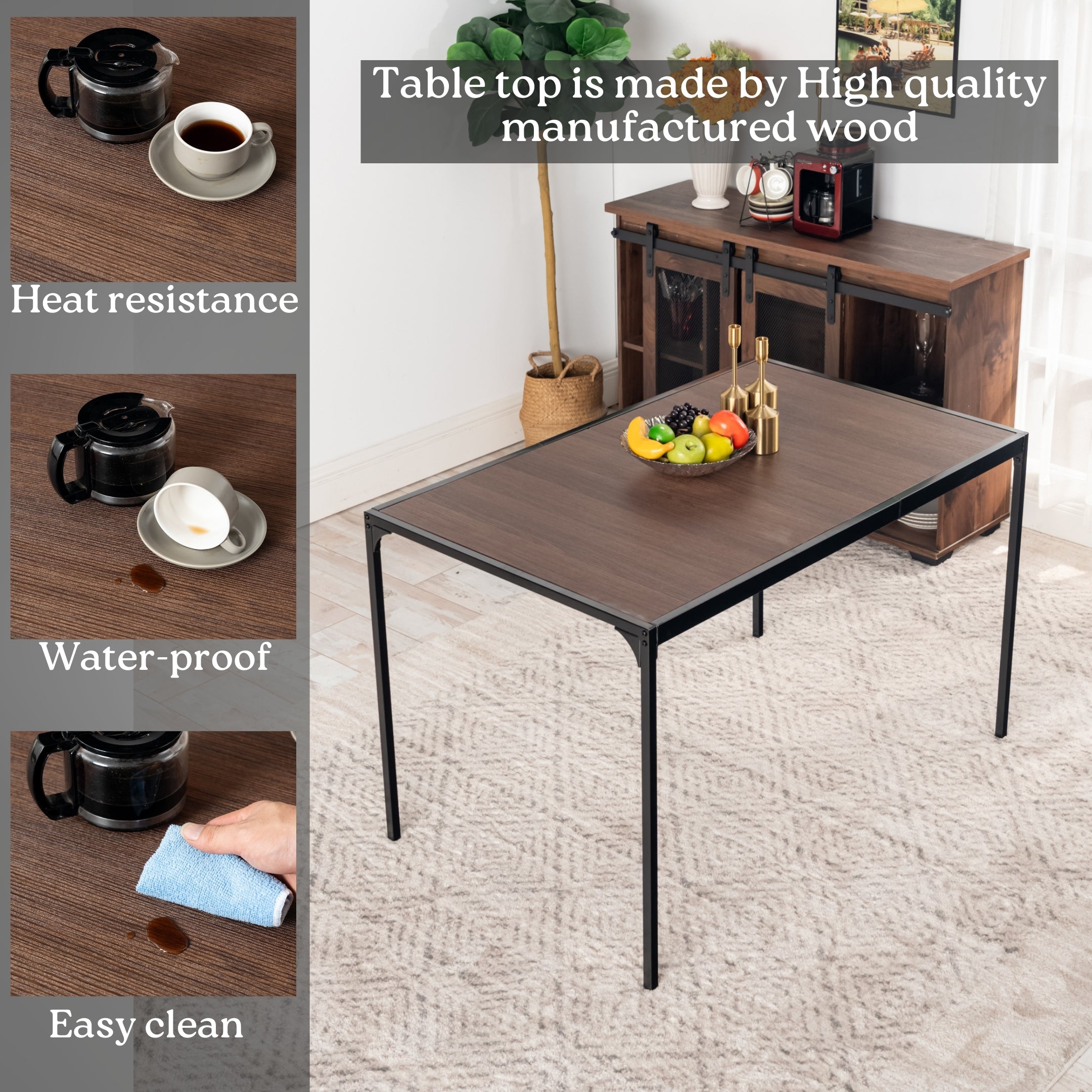 Homy Casa Milliken 47.2" Espresso Rectangluar Bistro Dining Table Writing Desk