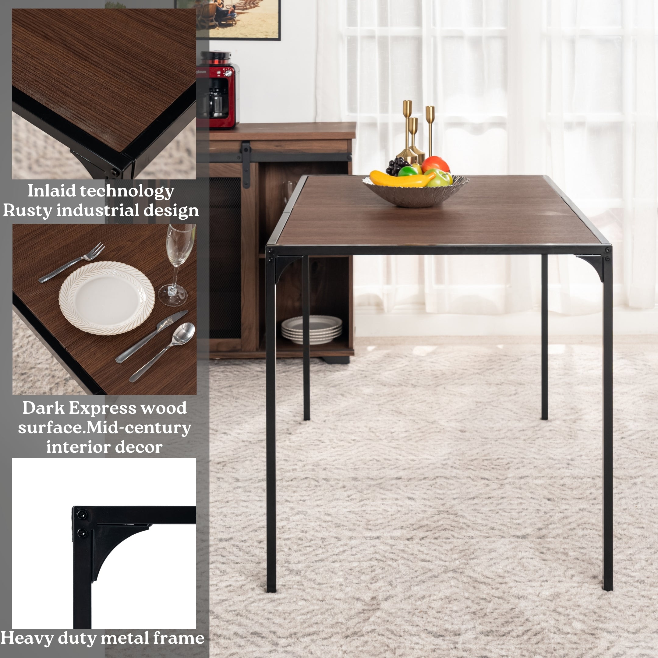 Homy Casa Milliken 47.2" Espresso Rectangluar Bistro Dining Table Writing Desk