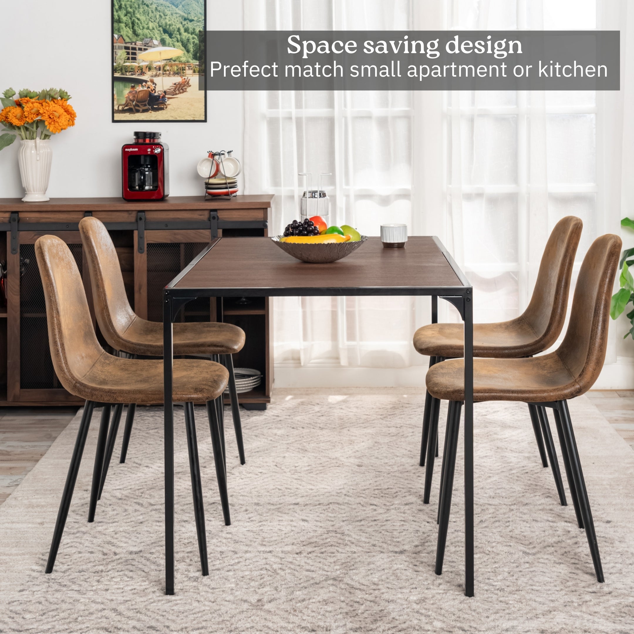 Homy Casa Milliken 47.2" Espresso Rectangluar Bistro Dining Table Writing Desk
