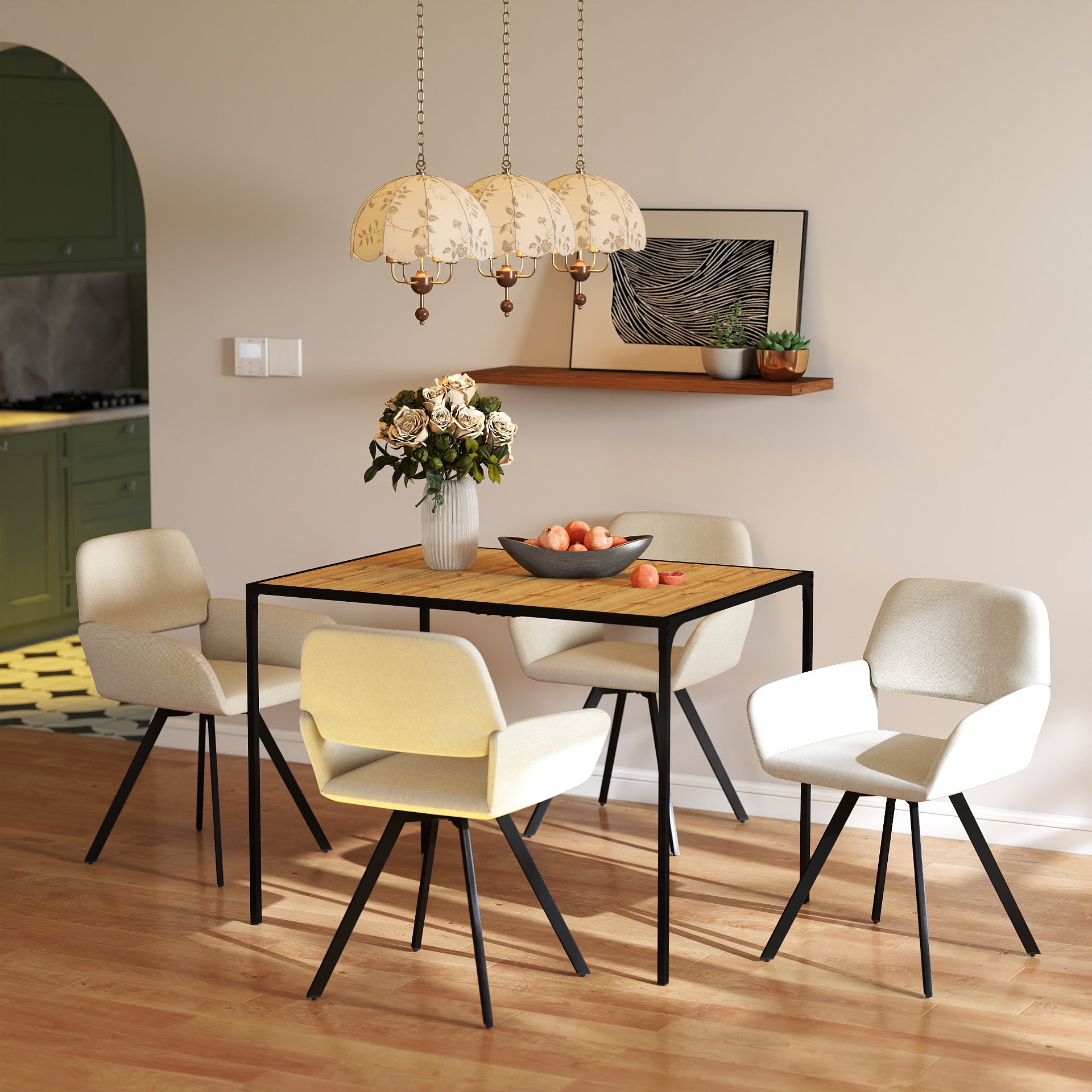 Milliken 5 Piece Dining Table Set with 4 California Upholstered Chairs