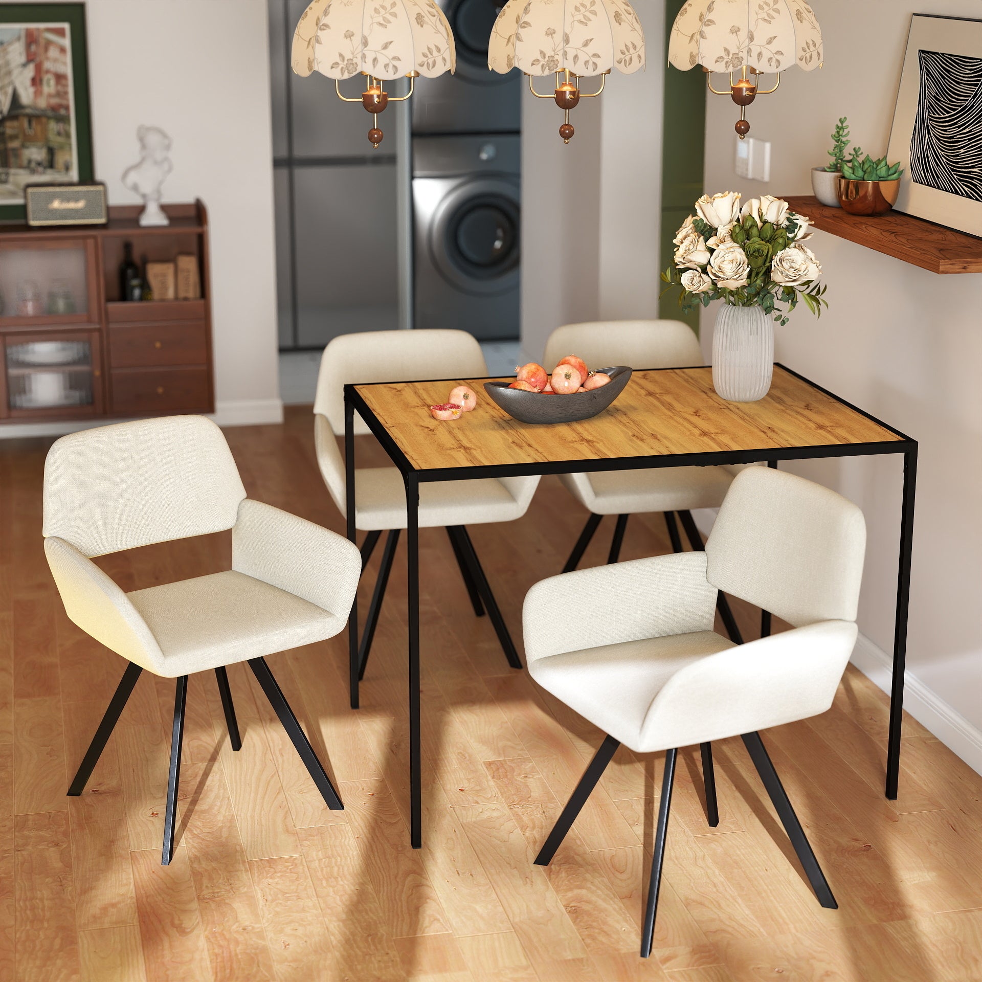 Milliken 5 Piece Dining Table Set with 4 California Upholstered Chairs