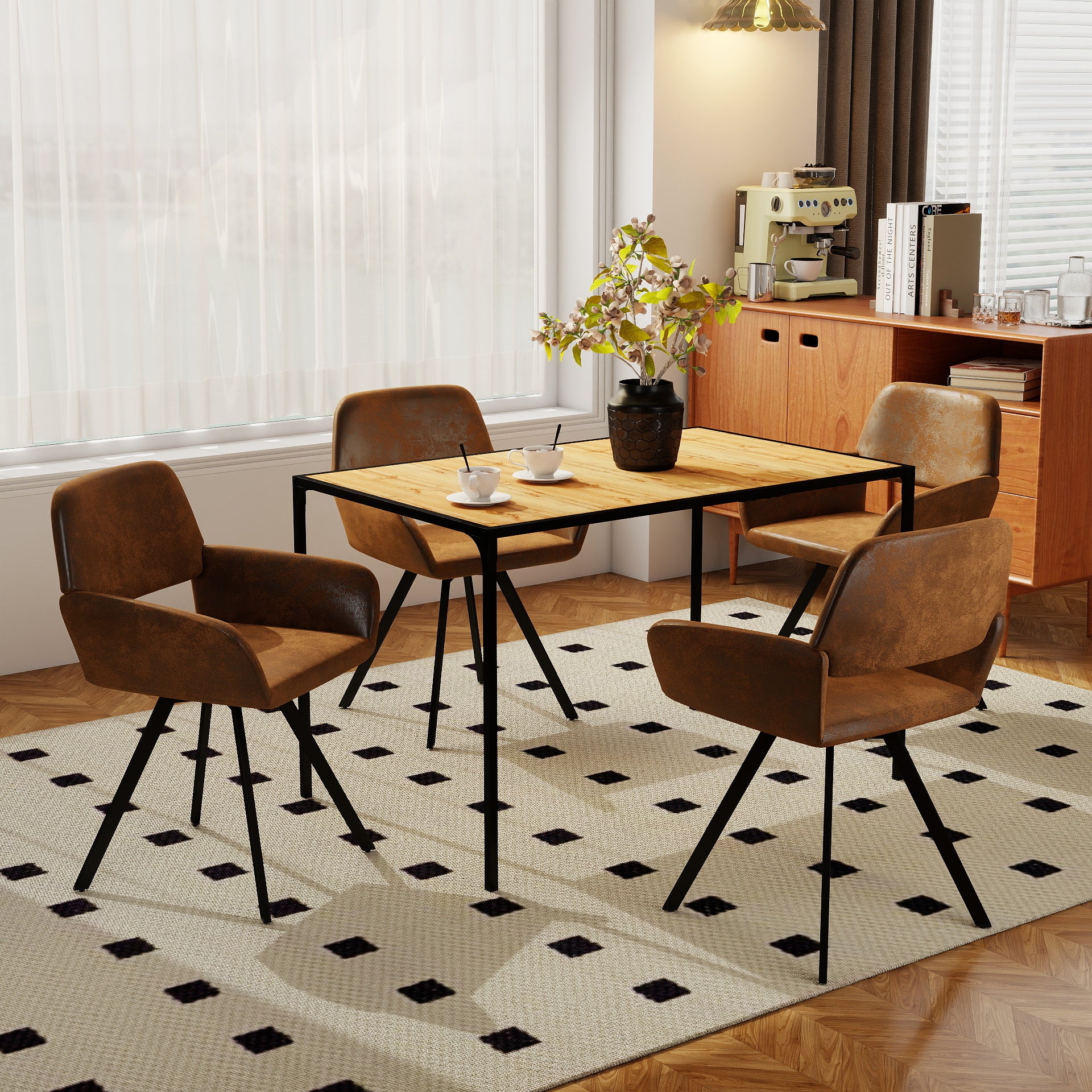 Milliken 5 Piece Dining Table Set with 4 California Upholstered Chairs